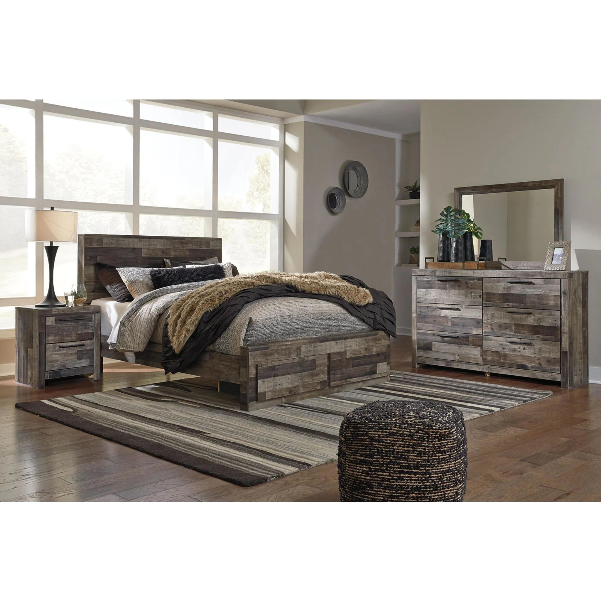 Derekson 6 Piece Storage Bedroom - Multi Gray - Image 2
