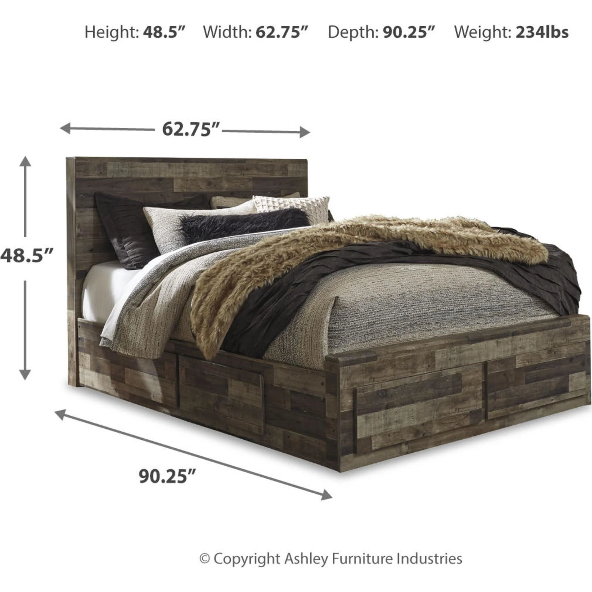 Derekson Panel Bed with 4 Drawer Storage - Multi Gray - Image 12
