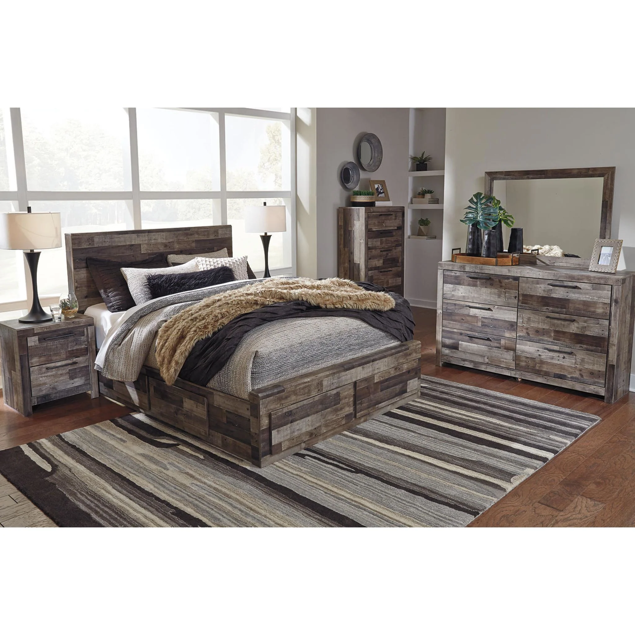 Derekson Panel Bed with 4 Drawer Storage - Multi Gray - Image 14
