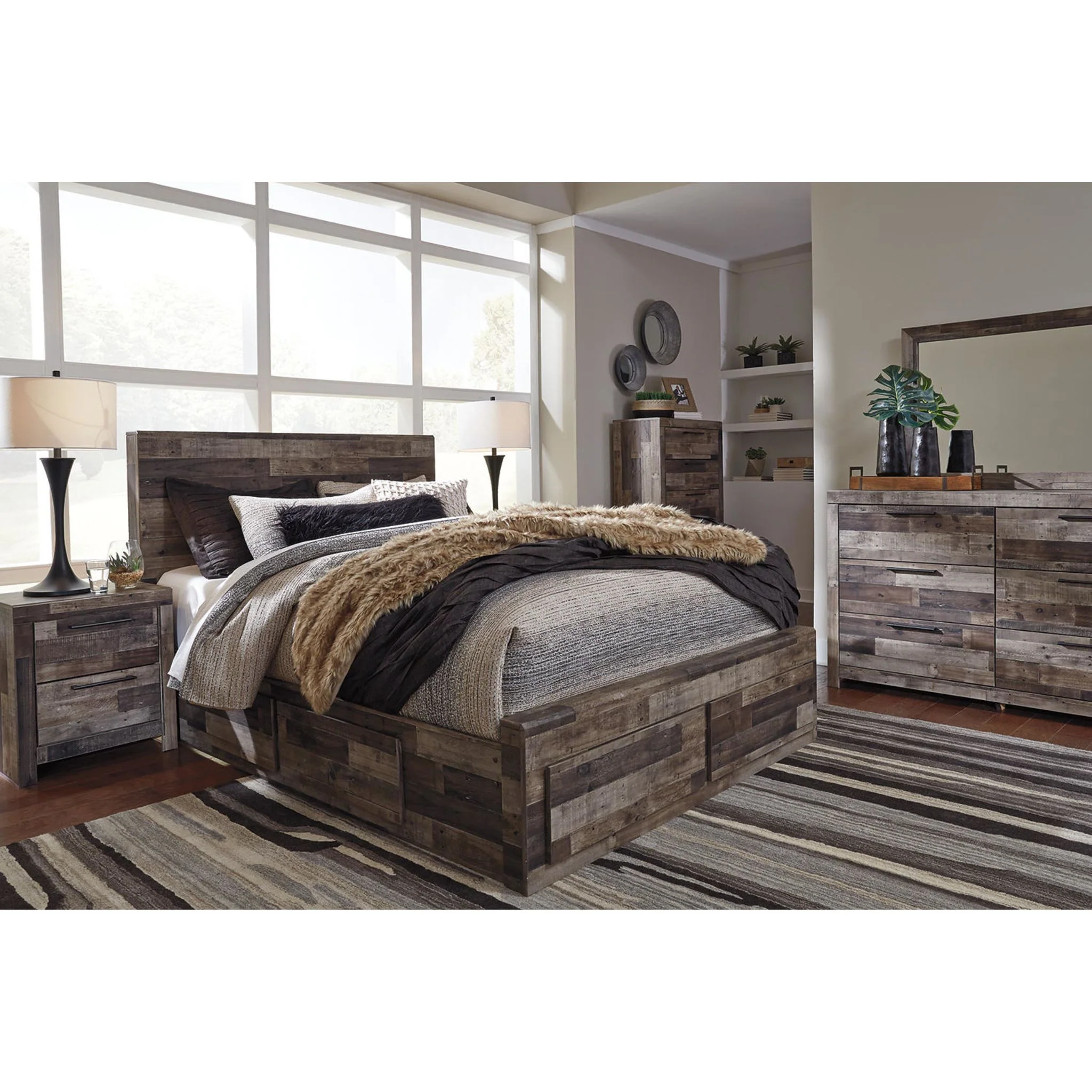 Derekson Panel Bed with 4 Drawer Storage - Multi Gray - Image 16