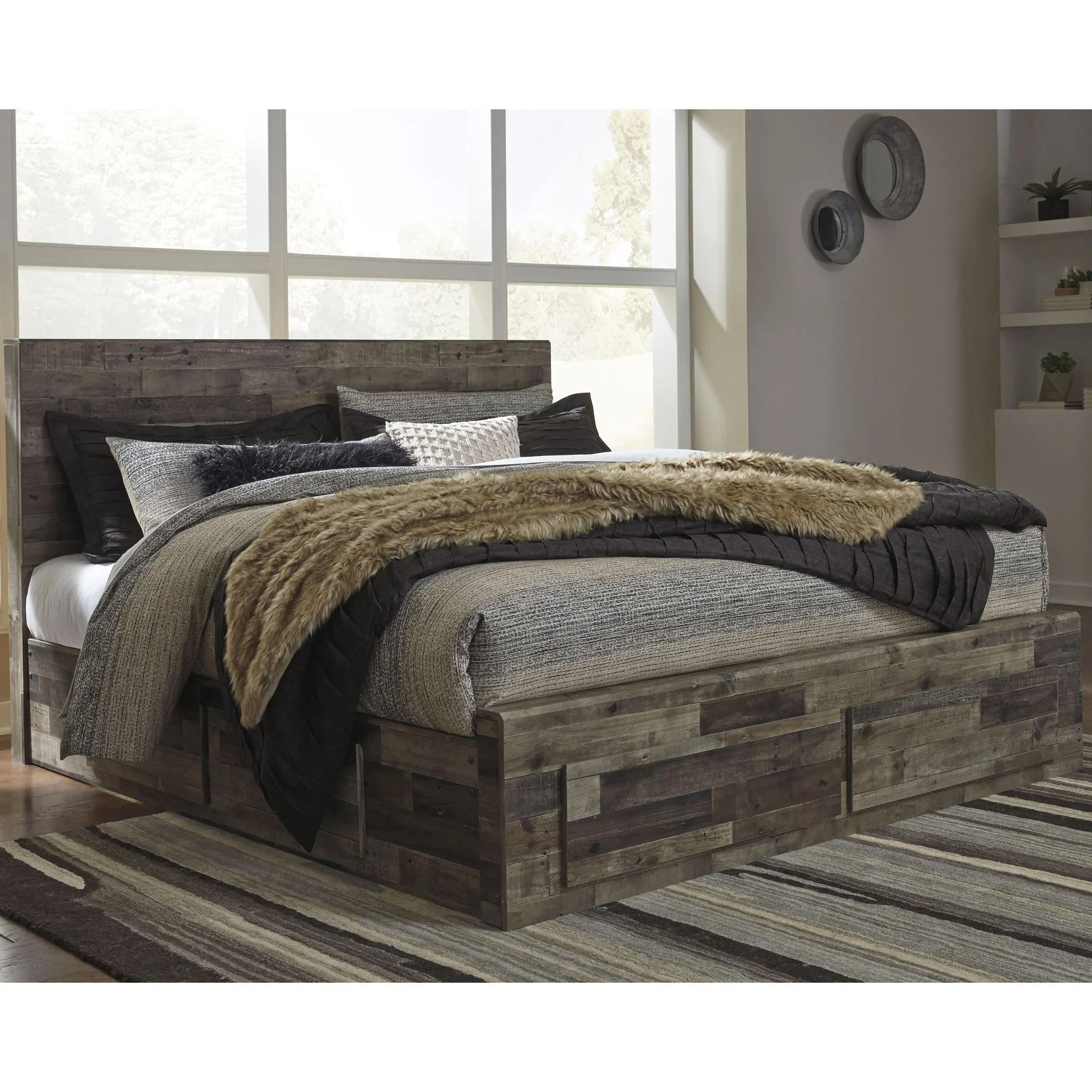 Derekson Panel Bed with 4 Drawer Storage - Multi Gray - Image 18