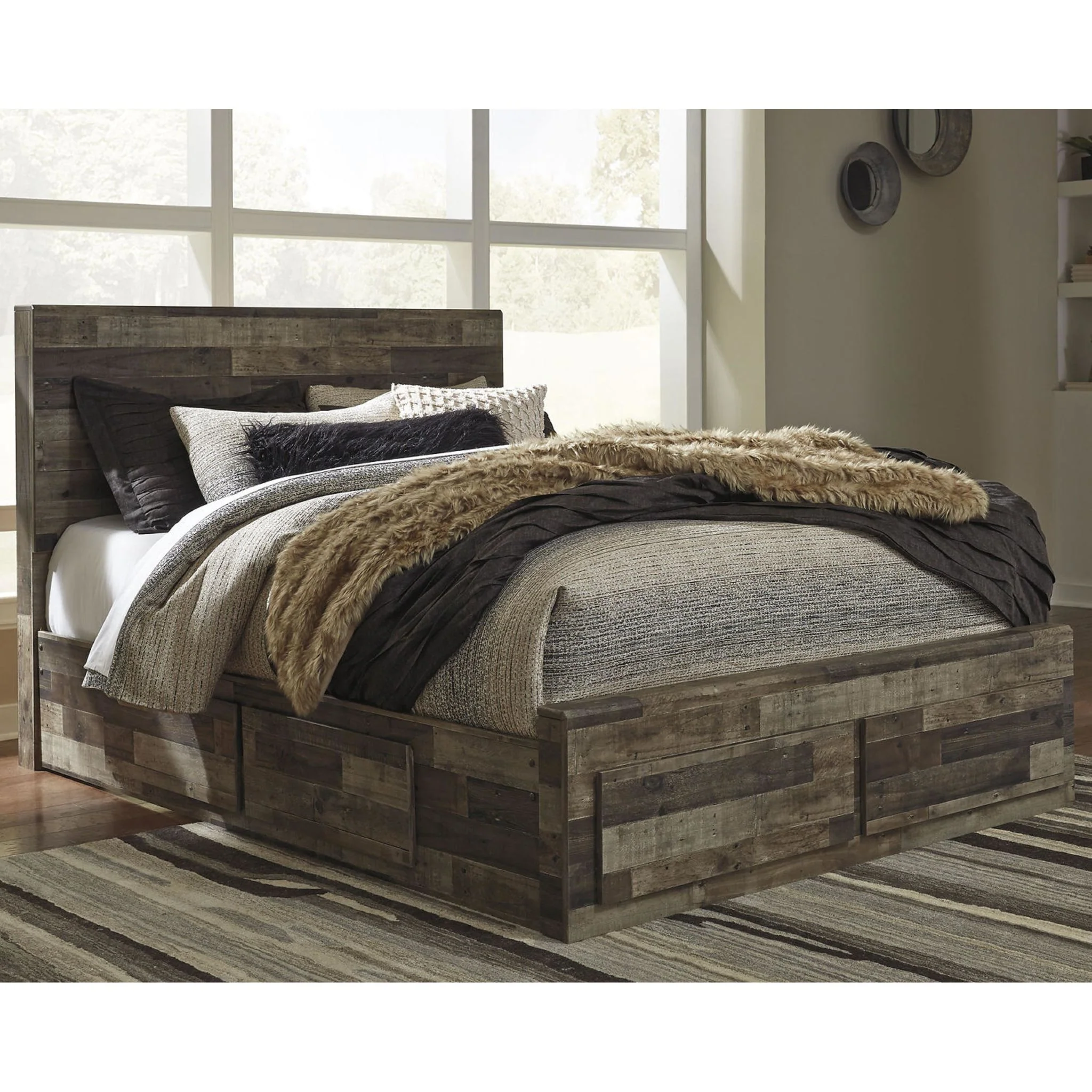 Derekson Panel Bed with 4 Drawer Storage - Multi Gray - Image 2