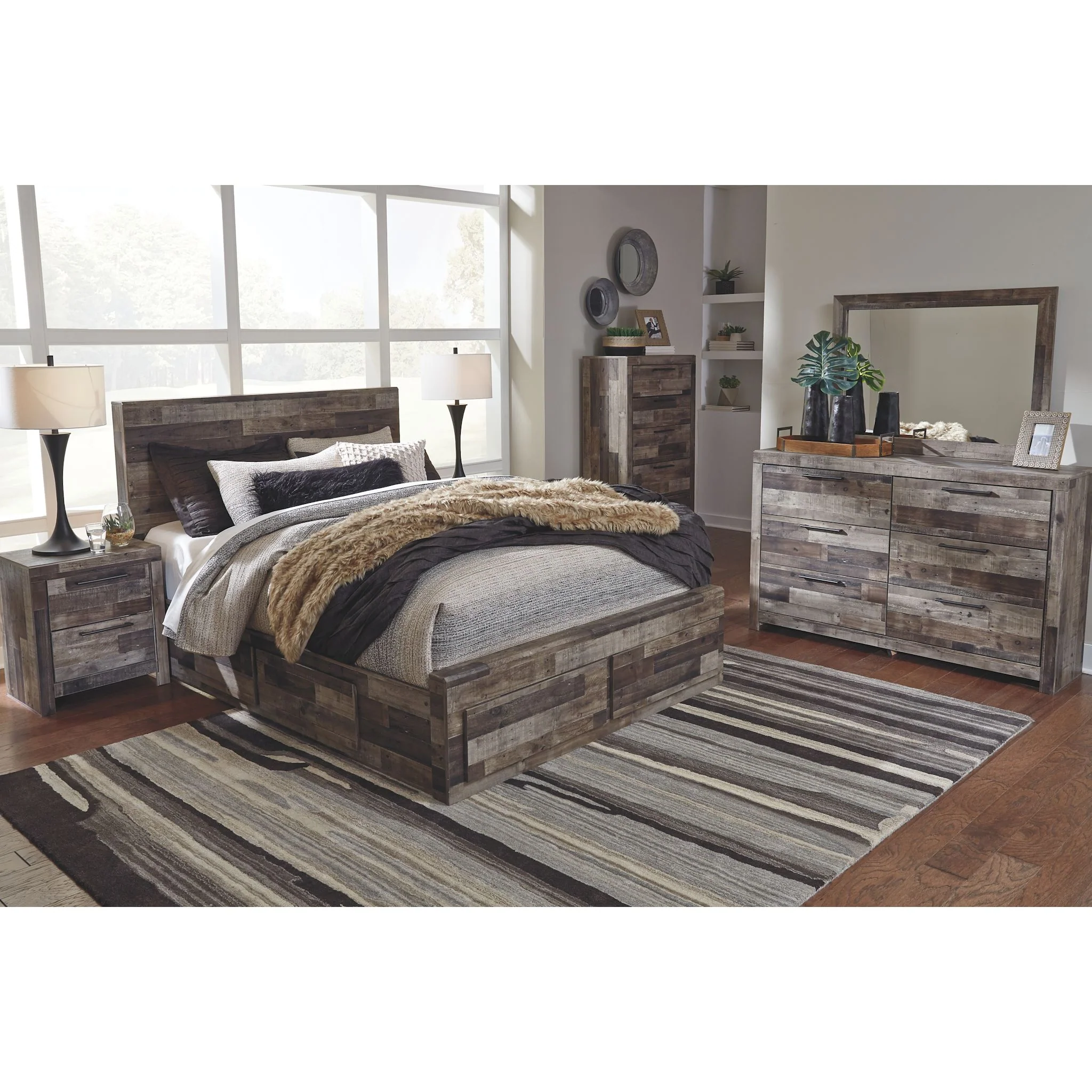 Derekson Panel Bed with 4 Drawer Storage - Multi Gray - Image 6