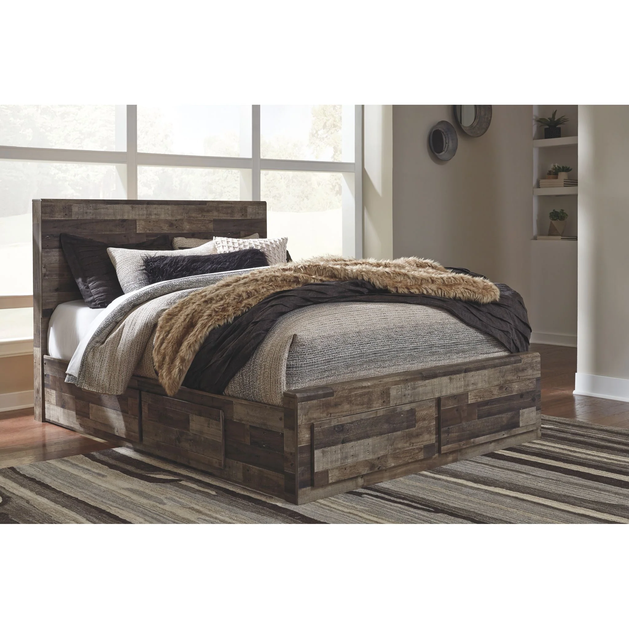 Derekson Panel Bed with 6 Drawer Storage - Multi Gray - Image 2