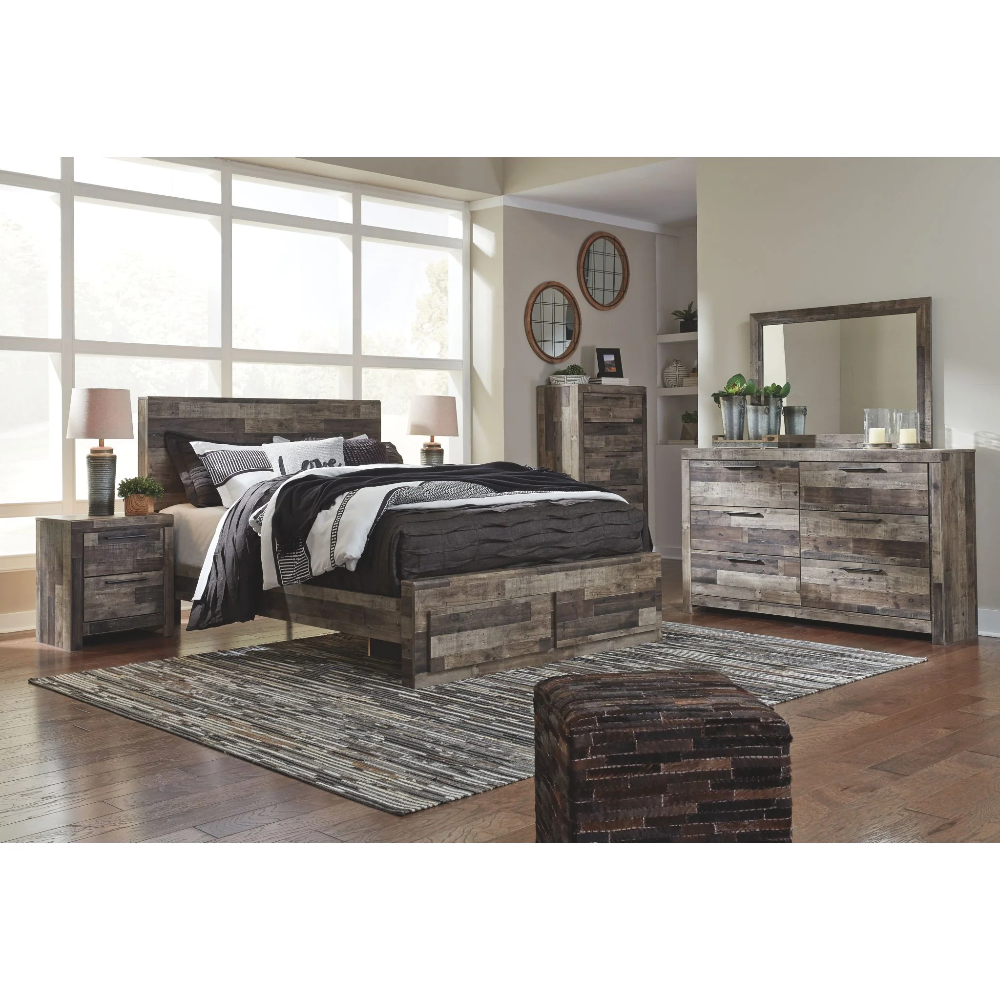 Derekson Panel Bed with Footboard Storage - Multi Gray - Image 13
