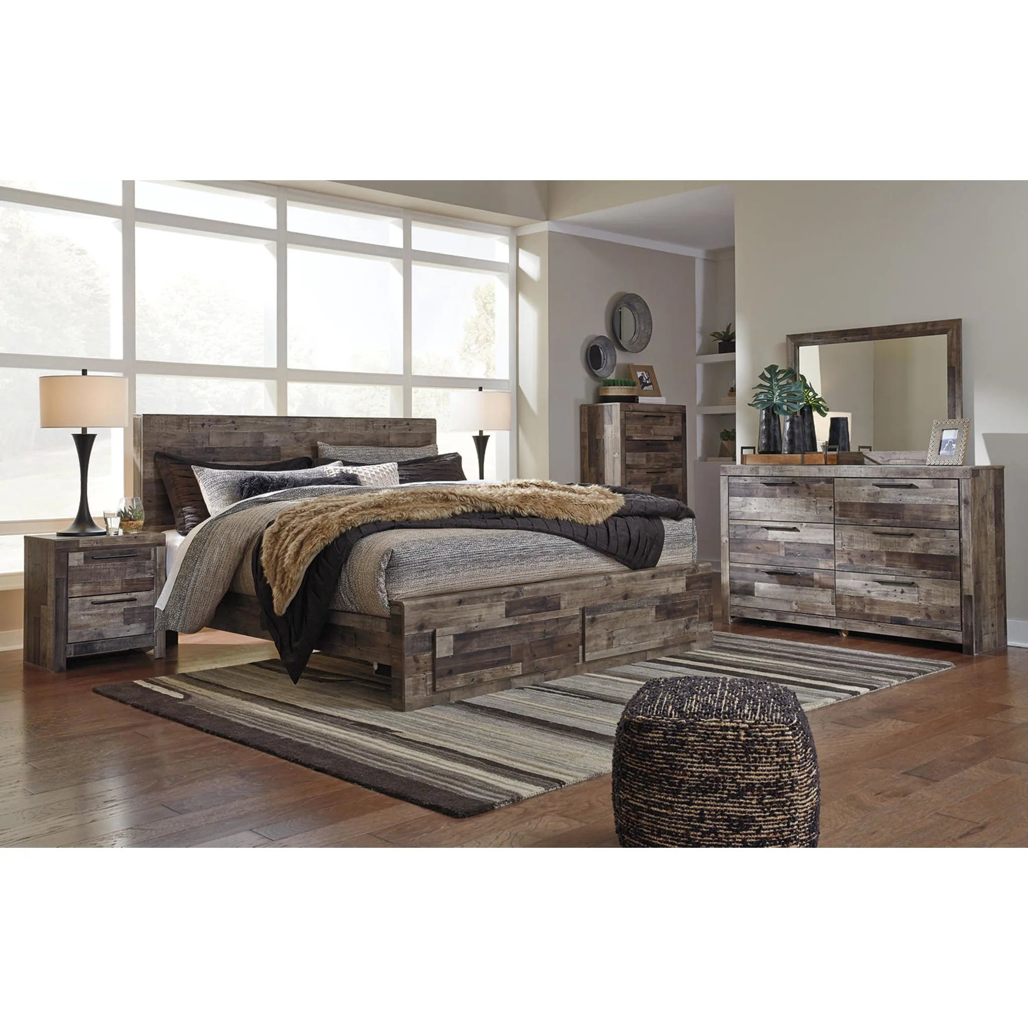 Derekson Panel Bed with Footboard Storage - Multi Gray - Image 16