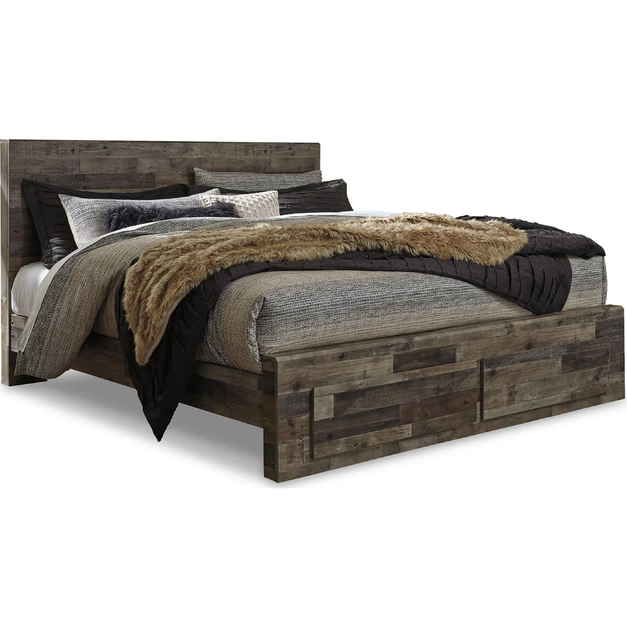 Derekson Panel Bed with Footboard Storage - Multi Gray - Image 18