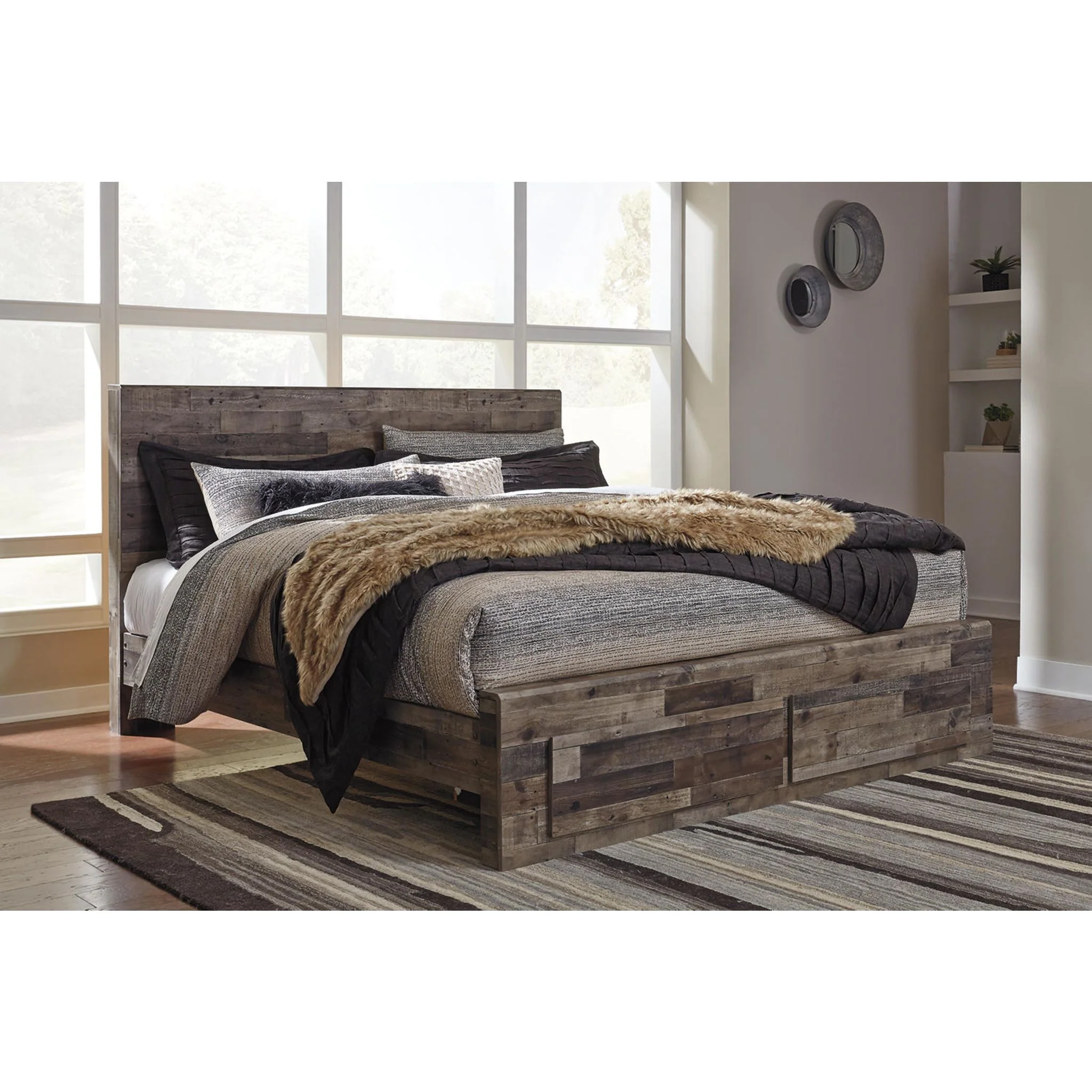 Derekson Panel Bed with Footboard Storage - Multi Gray - Image 19