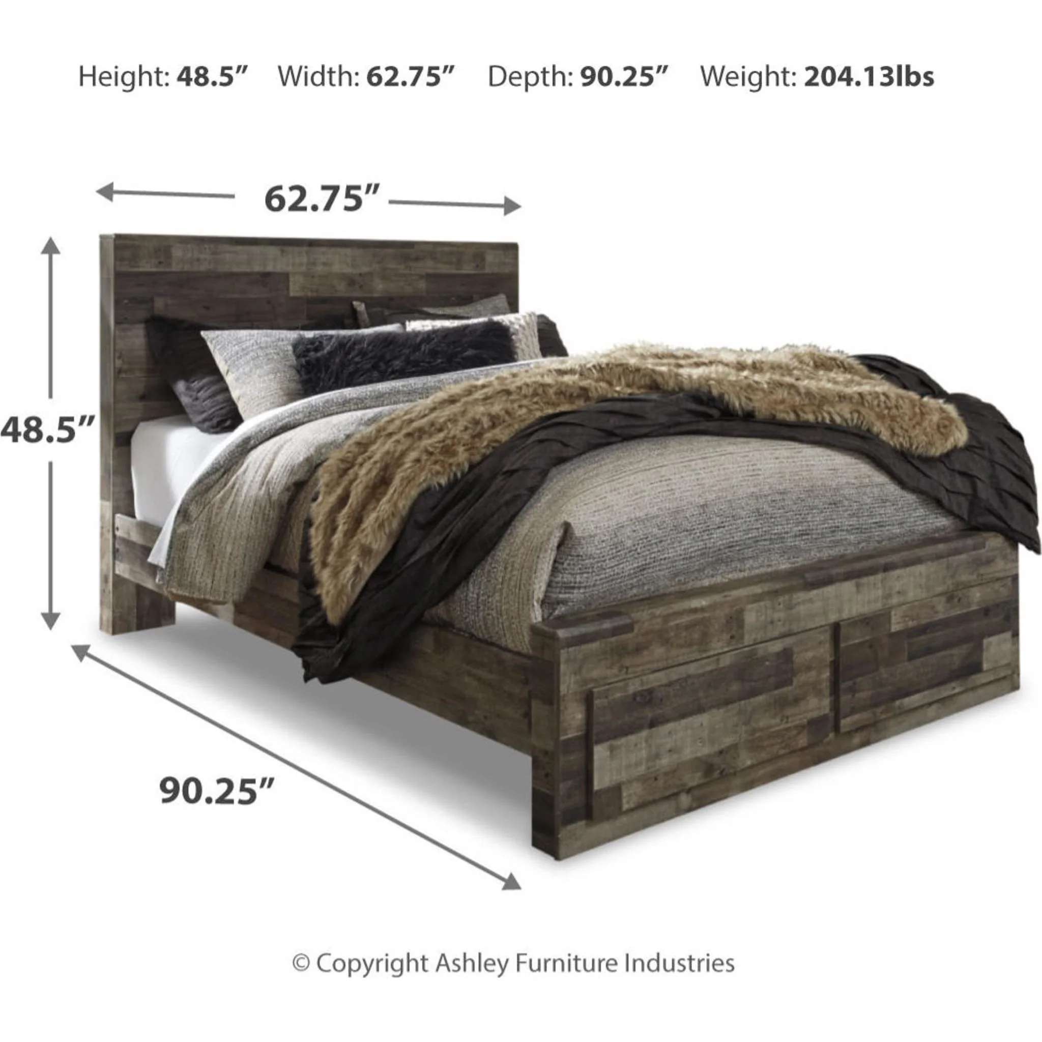 Derekson Panel Bed with Footboard Storage - Multi Gray - Image 6