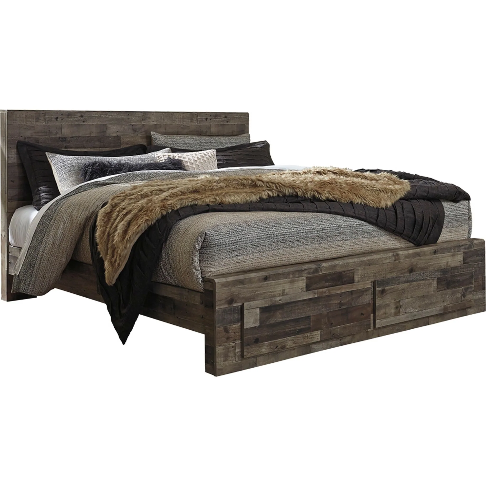 Derekson Panel Bed with Footboard Storage - Multi Gray - Image 8