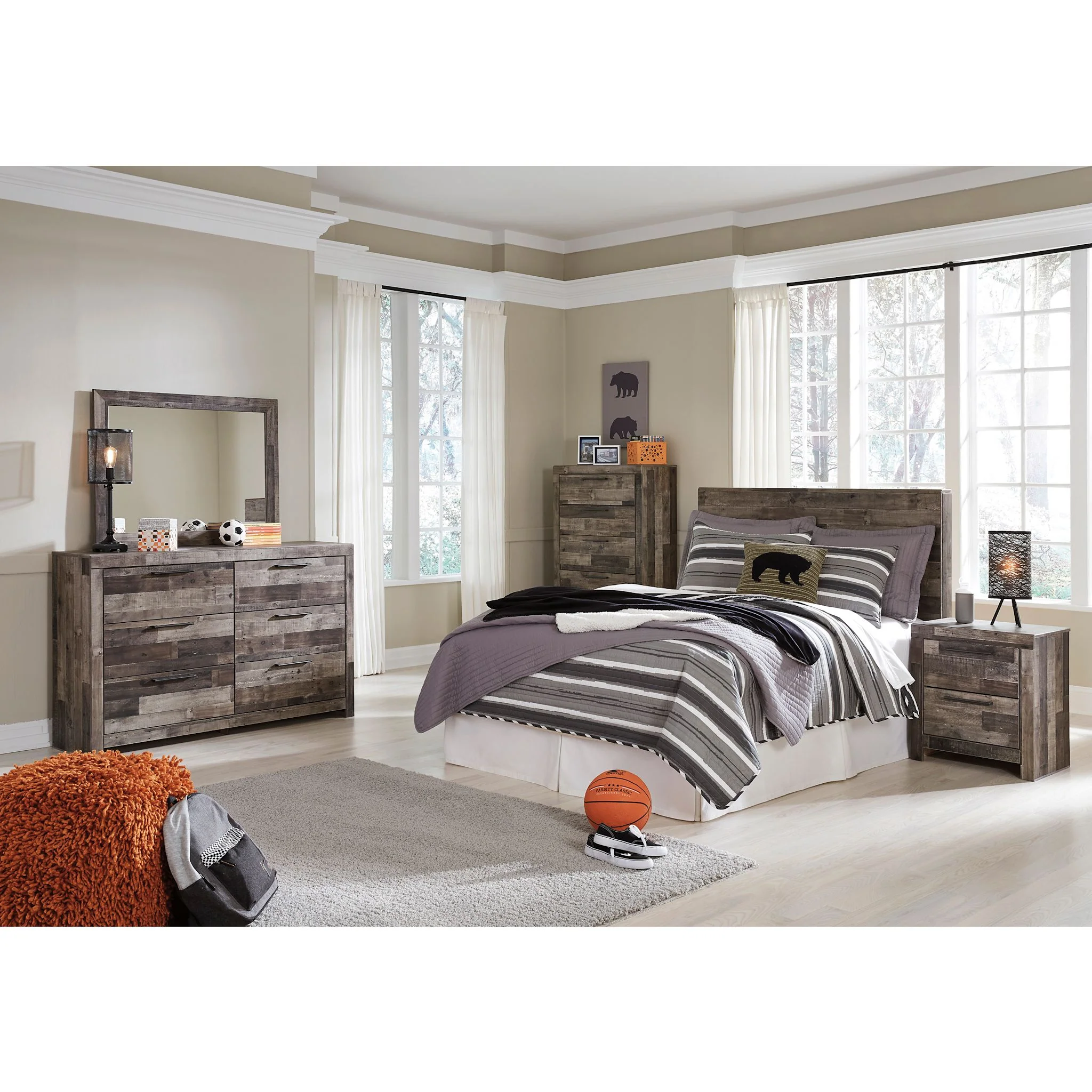 Derekson Panel Headboard - Multi Gray - Image 11
