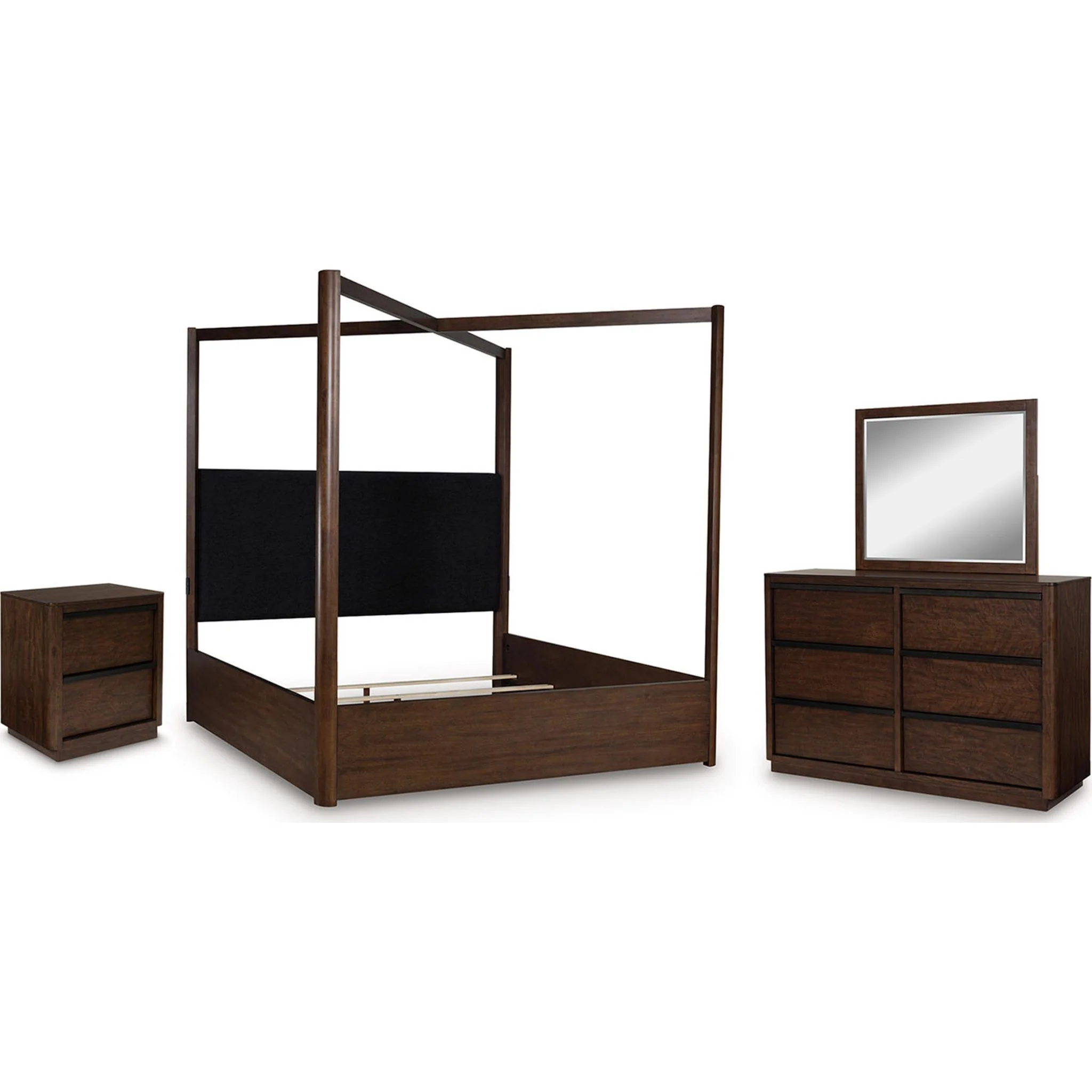 Dilenno 6 Piece Queen Canopy Bedroom - Dark Brown