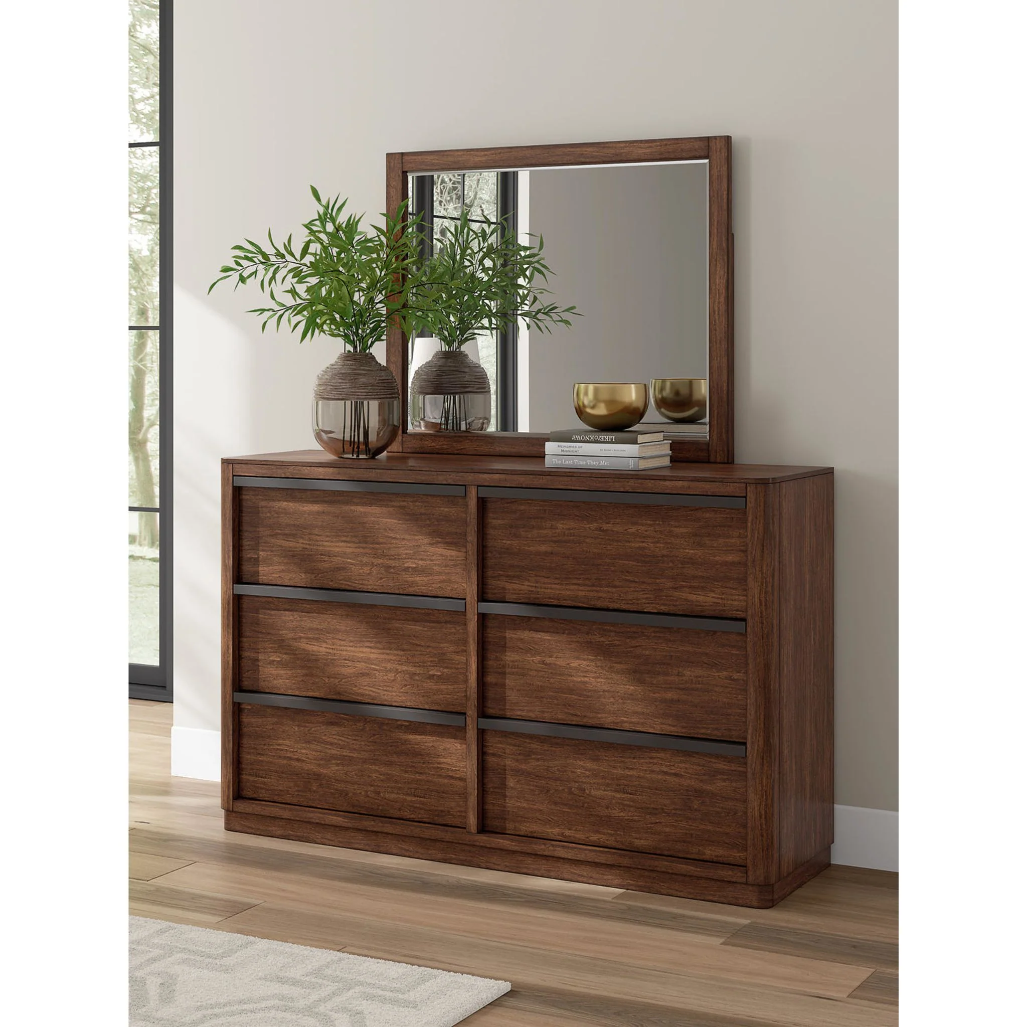 Dilenno 6 Piece Queen Canopy Bedroom - Dark Brown - Image 6