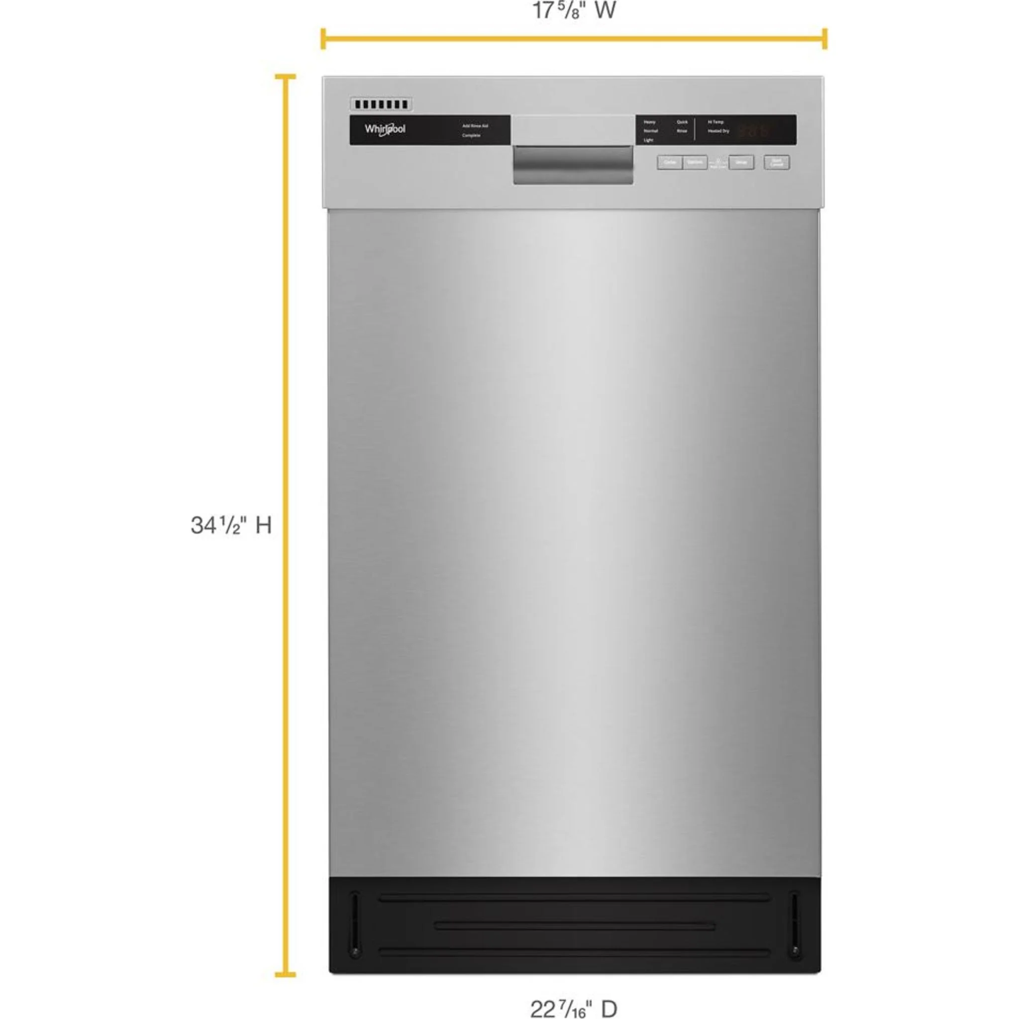 Whirlpool Small-Space Compact Dishwasher with Stainless Steel Tub -Monochromatic Stainless Cabinet (WDPS5118PM) - Image 2
