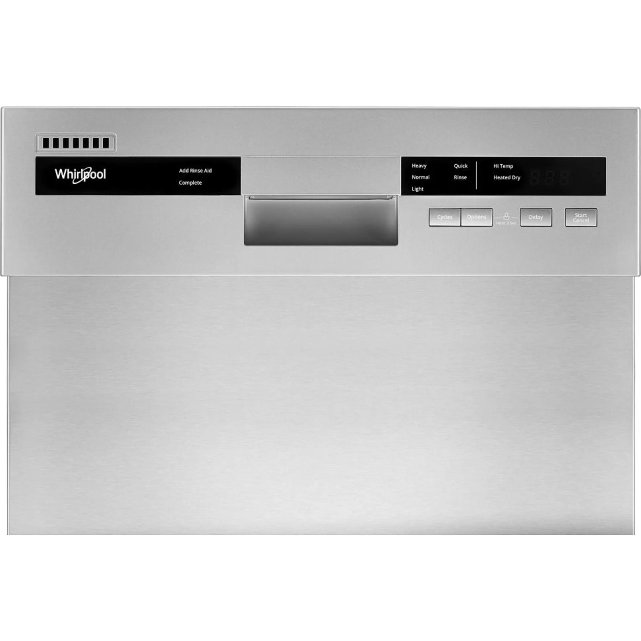 Whirlpool Small-Space Compact Dishwasher with Stainless Steel Tub -Monochromatic Stainless Cabinet (WDPS5118PM) - Image 9