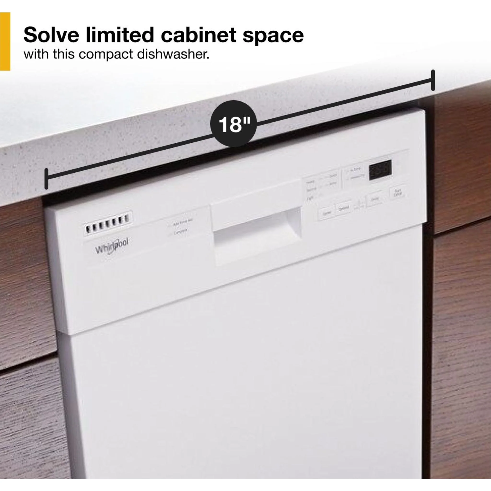 Whirlpool Small-Space Compact Dishwasher with Stainless Steel Tub -White (WDPS5118PW) - Image 3