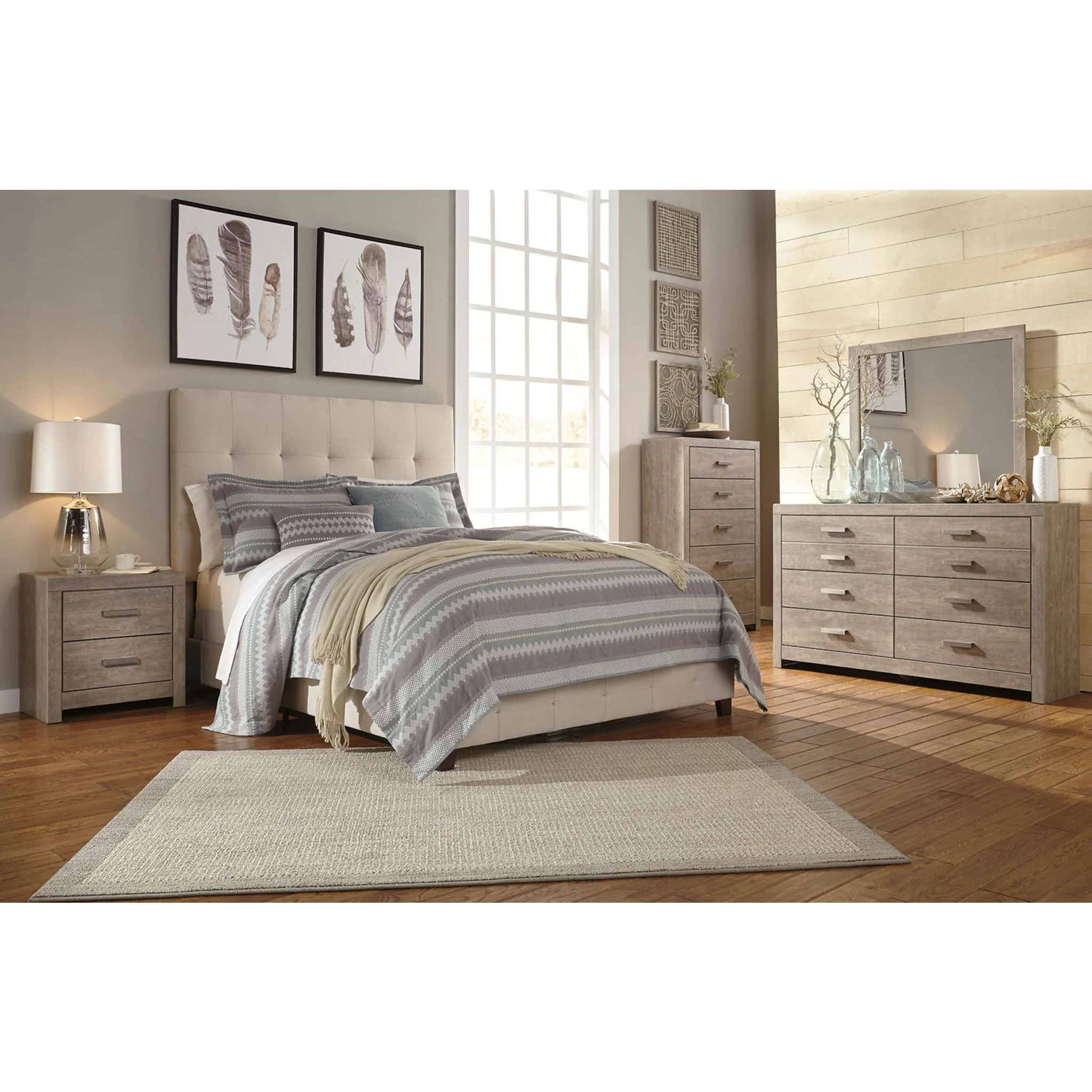 Dolante Upholstered Bed - Beige - Image 11