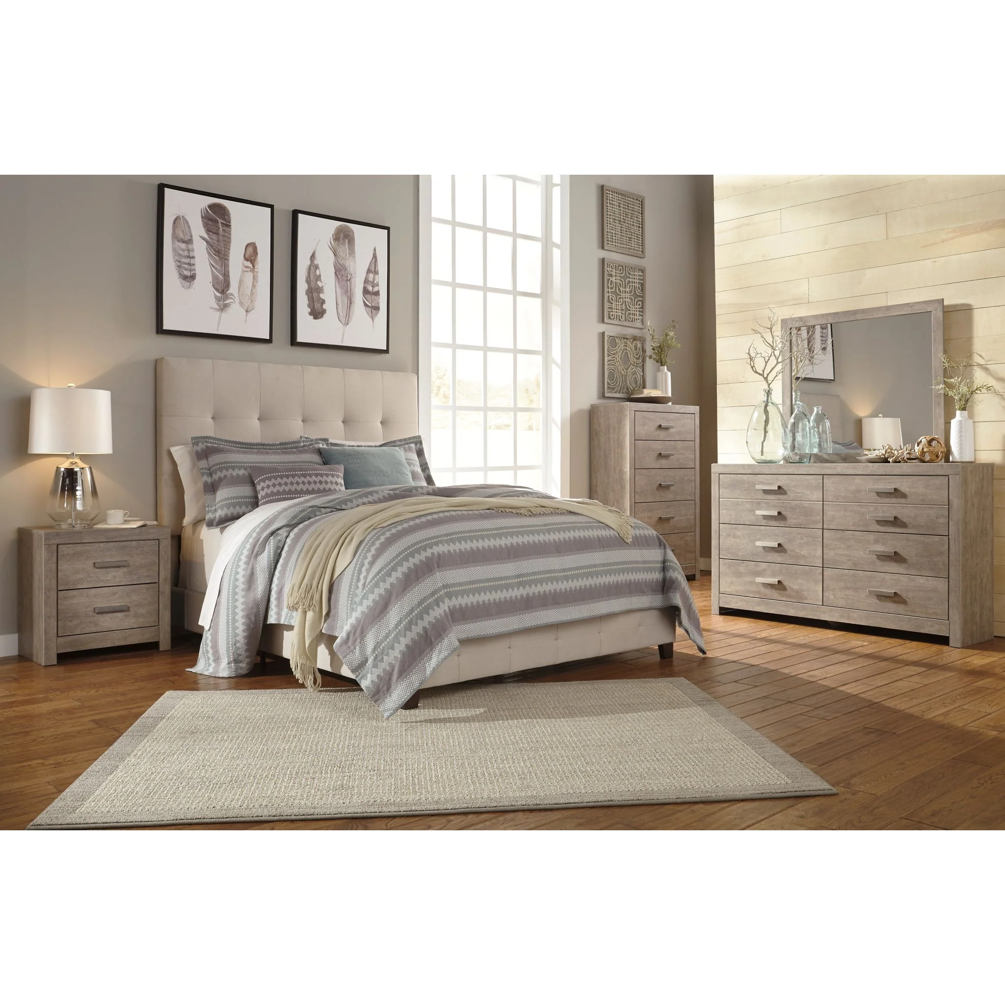 Dolante Upholstered Bed - Beige - Image 2