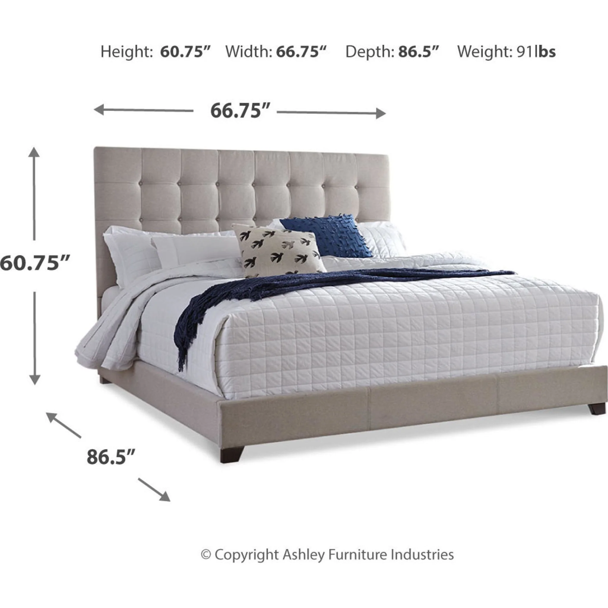 Dolante Upholstered Bed - Beige - Image 23