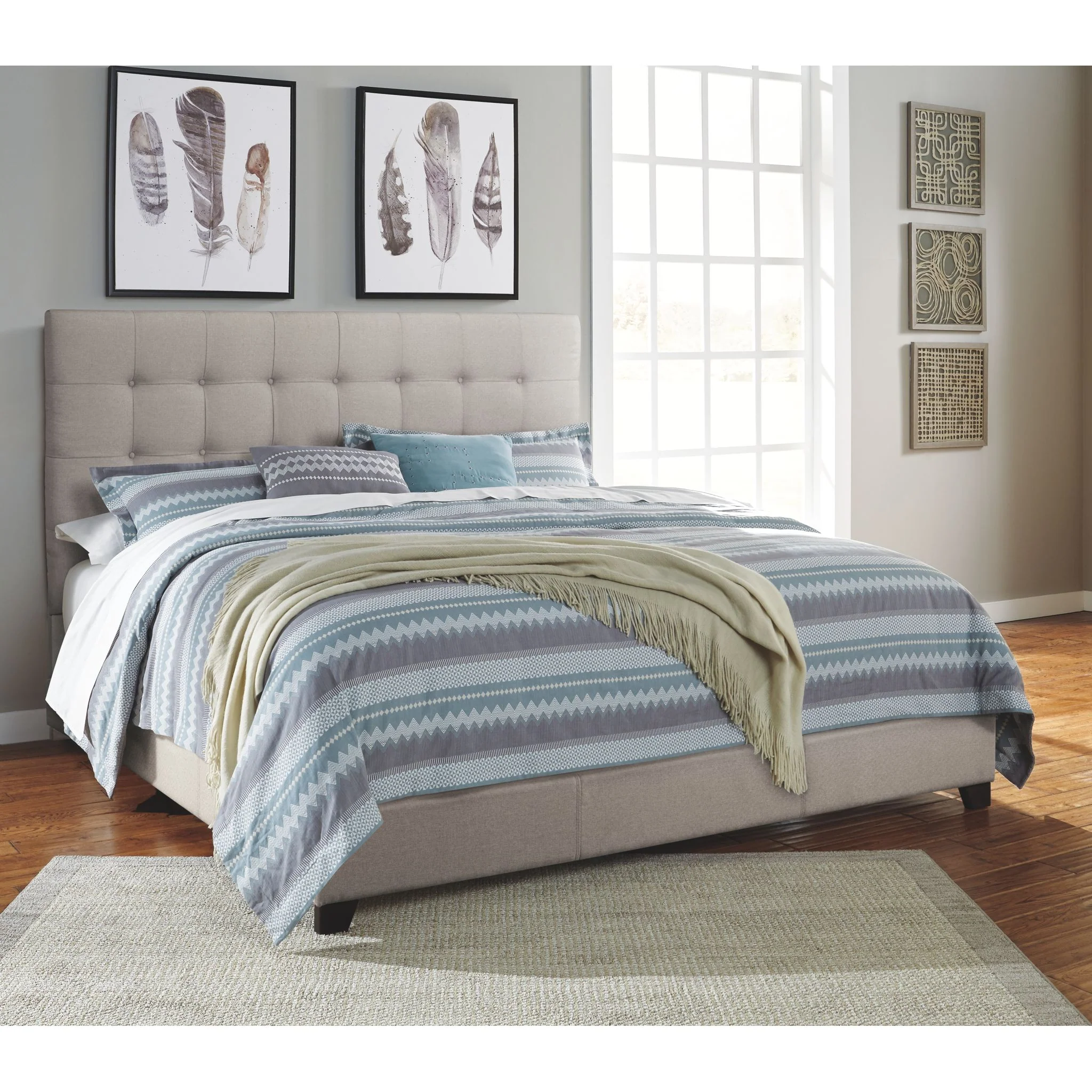 Dolante Upholstered Bed - Beige - Image 34