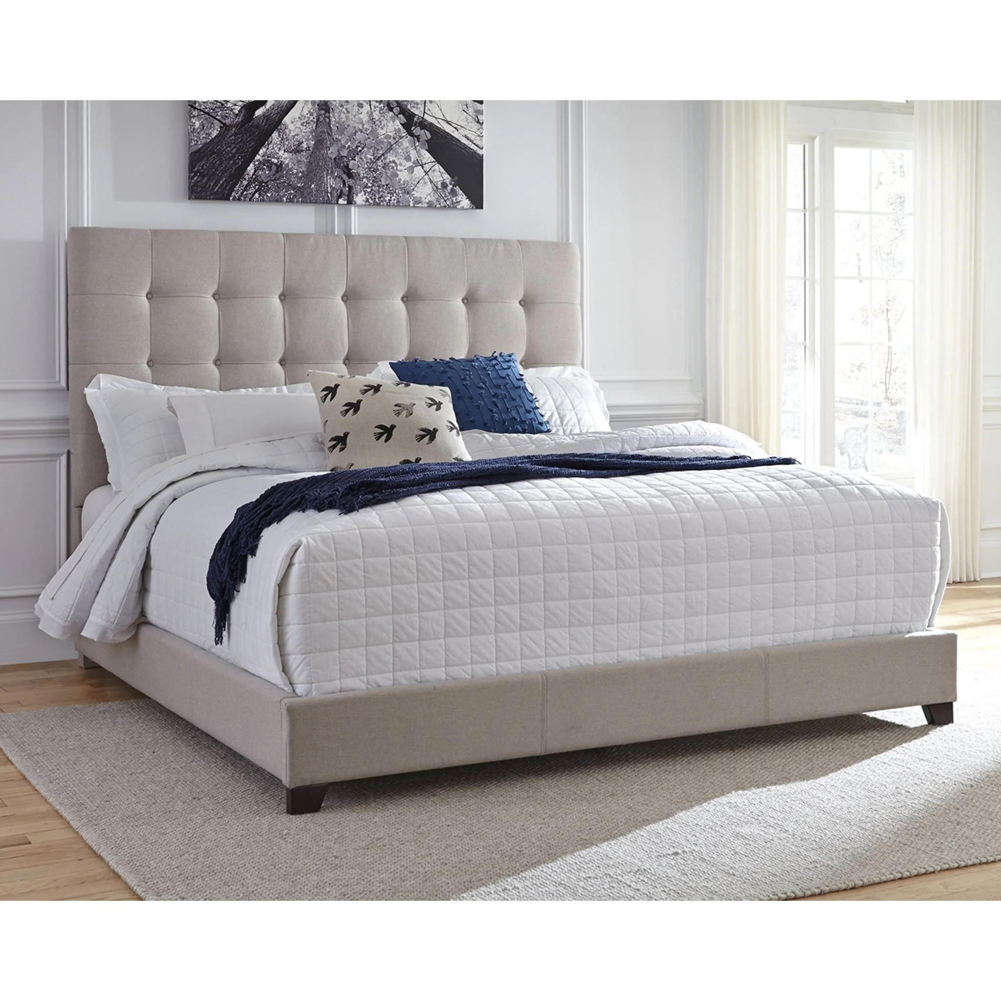 Dolante Upholstered Bed - Beige - Image 4