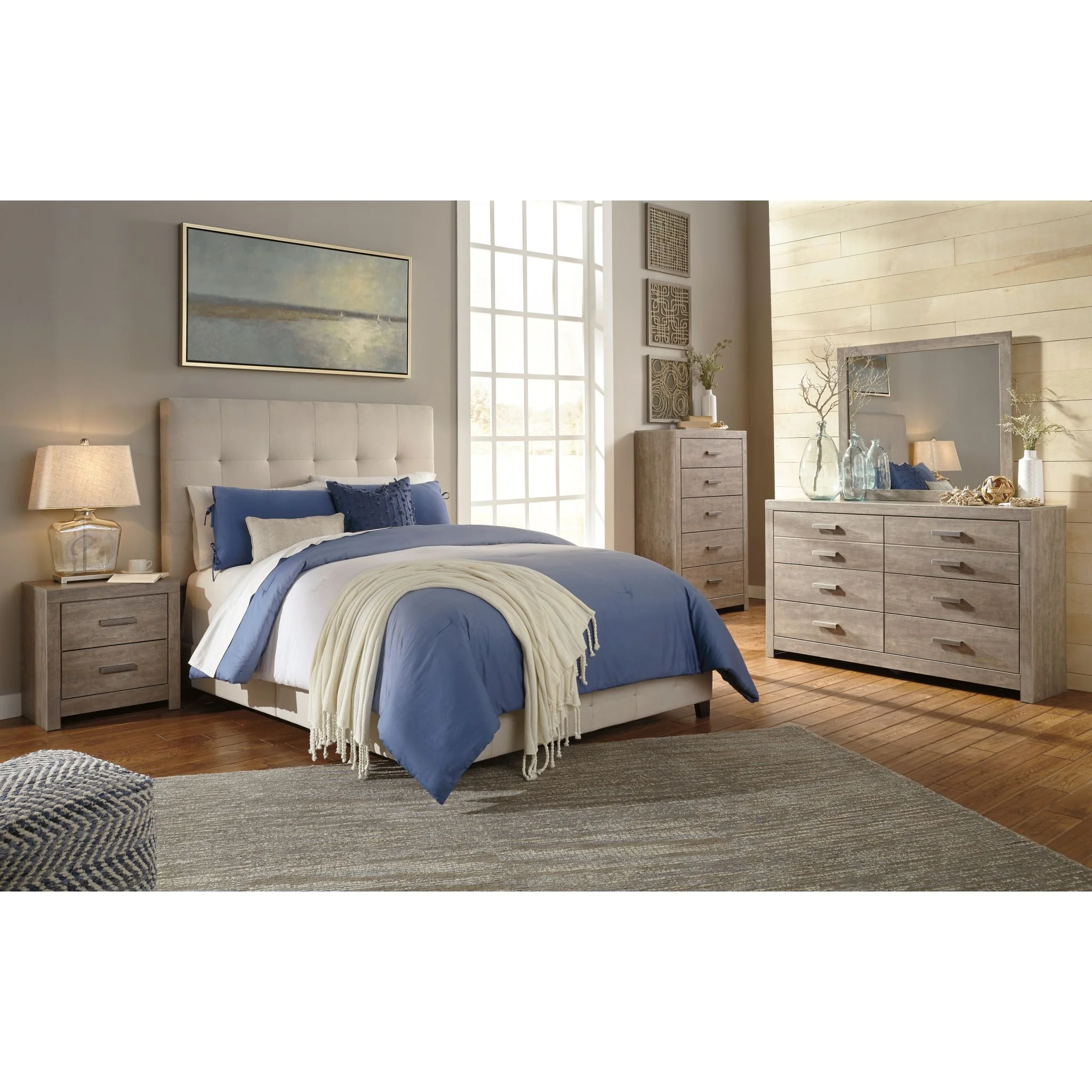 Dolante Upholstered Bed - Beige - Image 5