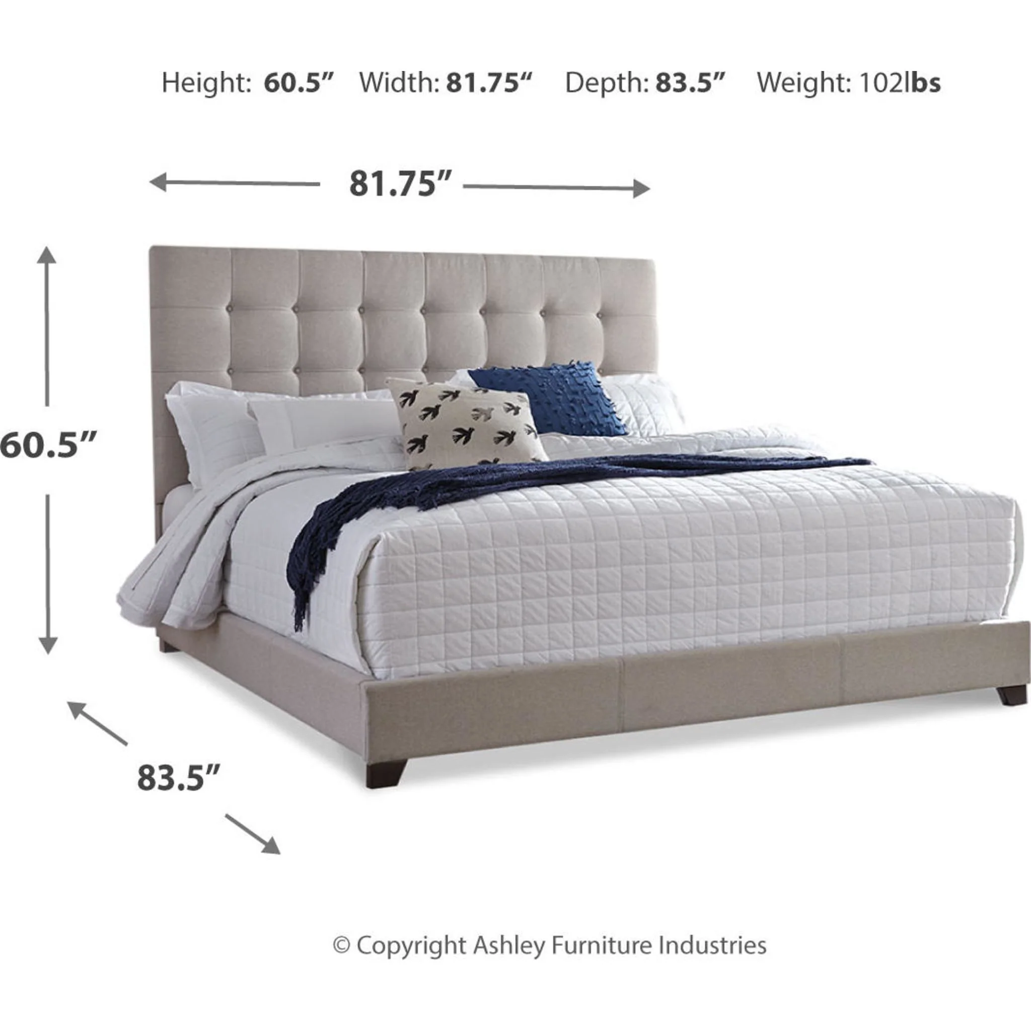 Dolante Upholstered Bed - Beige - Image 56