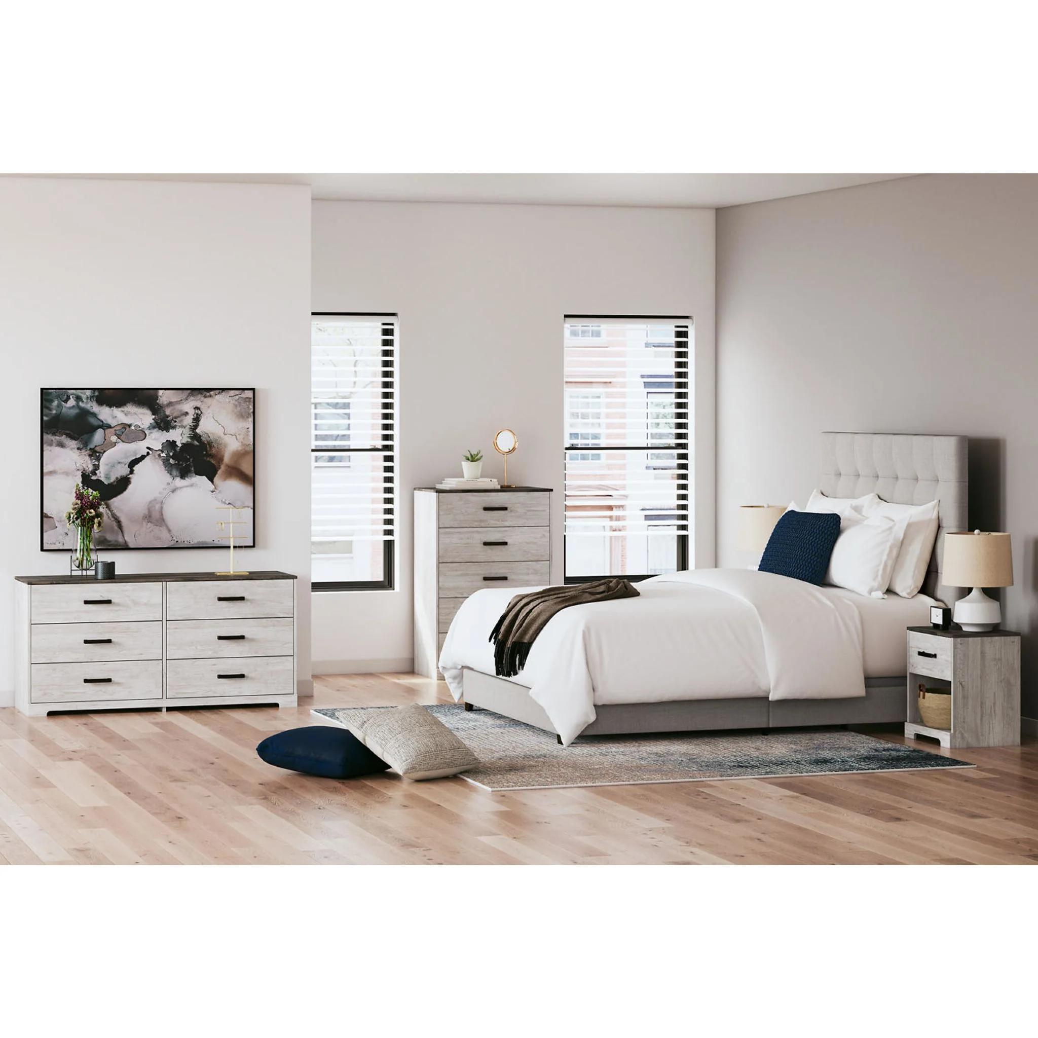 Dolante Upholstered Bed - Beige - Image 7