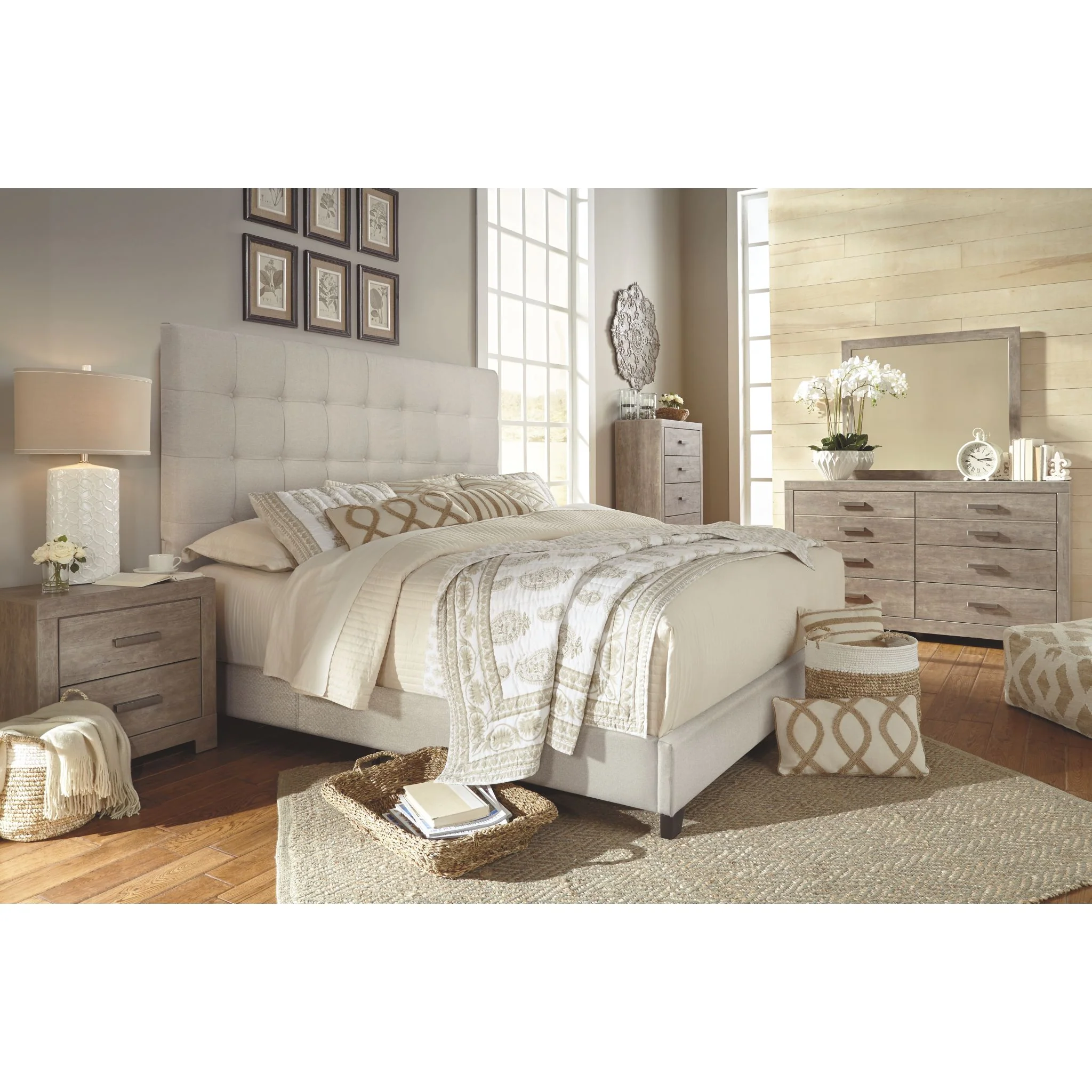 Dolante Upholstered Bed - Beige - Image 84