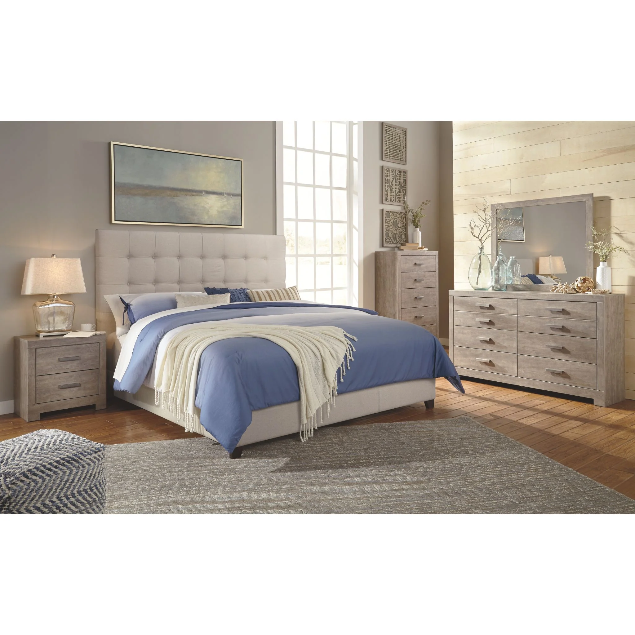 Dolante Upholstered Bed - Beige - Image 85