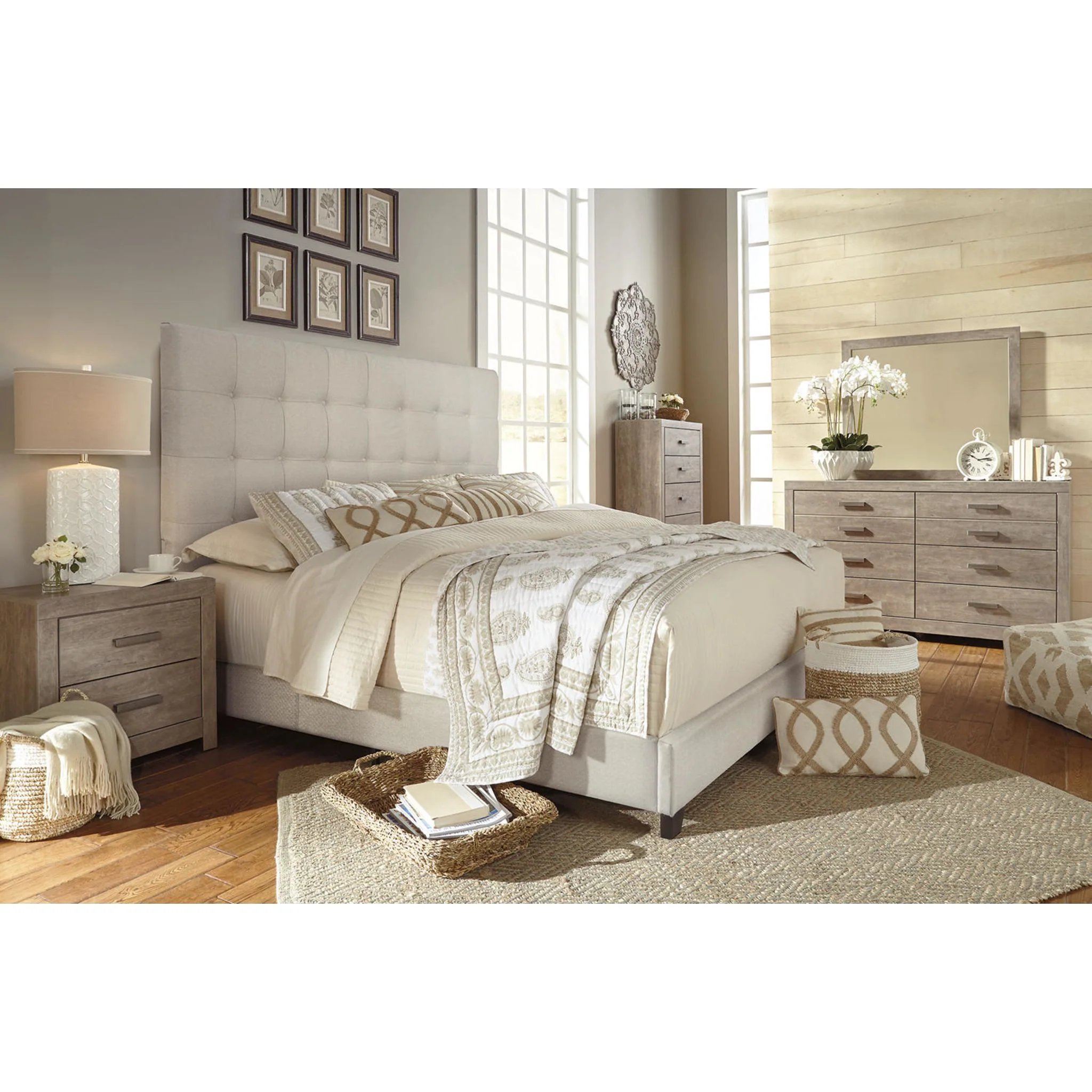 Dolante Upholstered Bed - Beige - Image 93