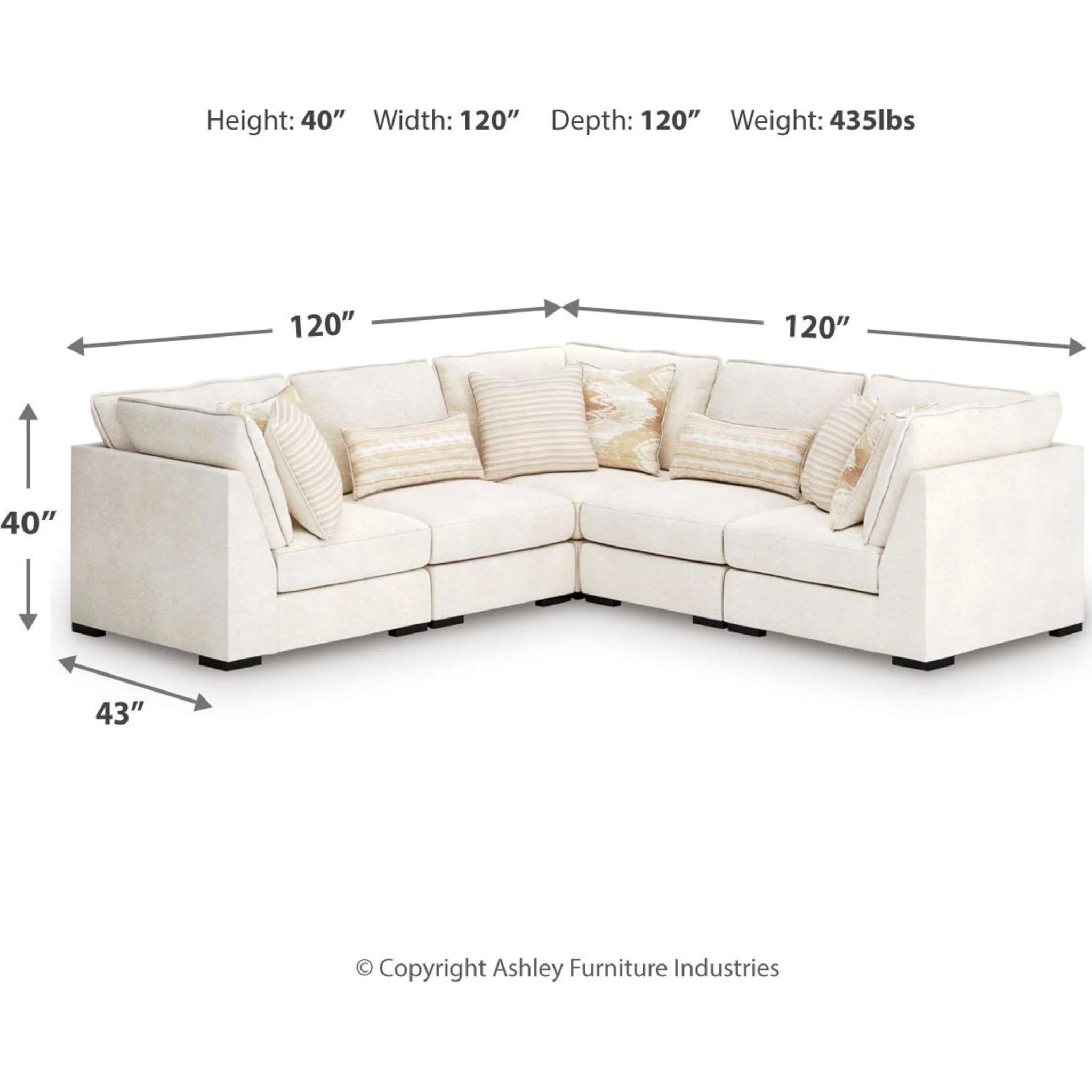 Donelson Creek 5 Piece Sectional - Vanilla - Image 3