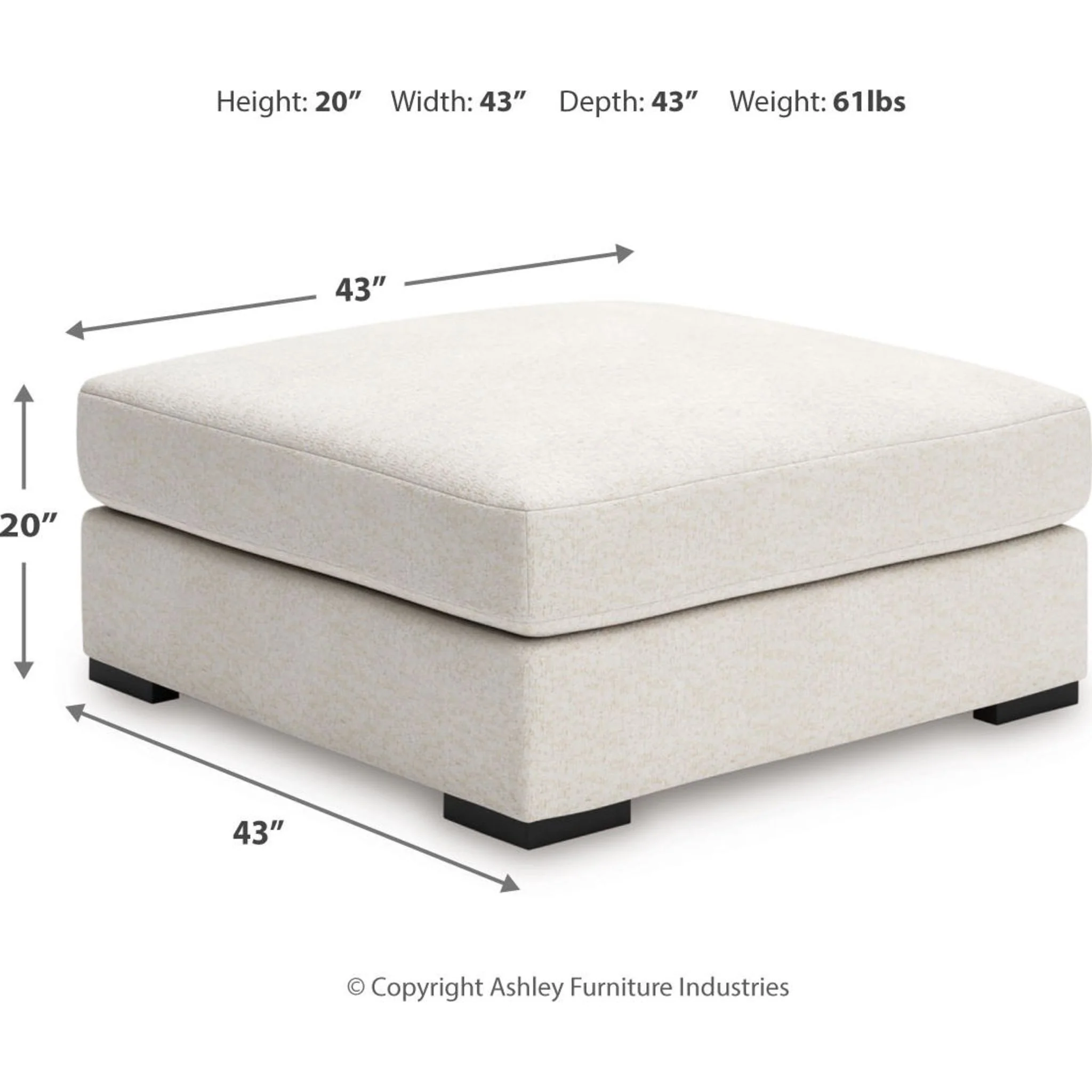 Donelson Creek Oversized Accent Ottoman - Vanilla - Image 3