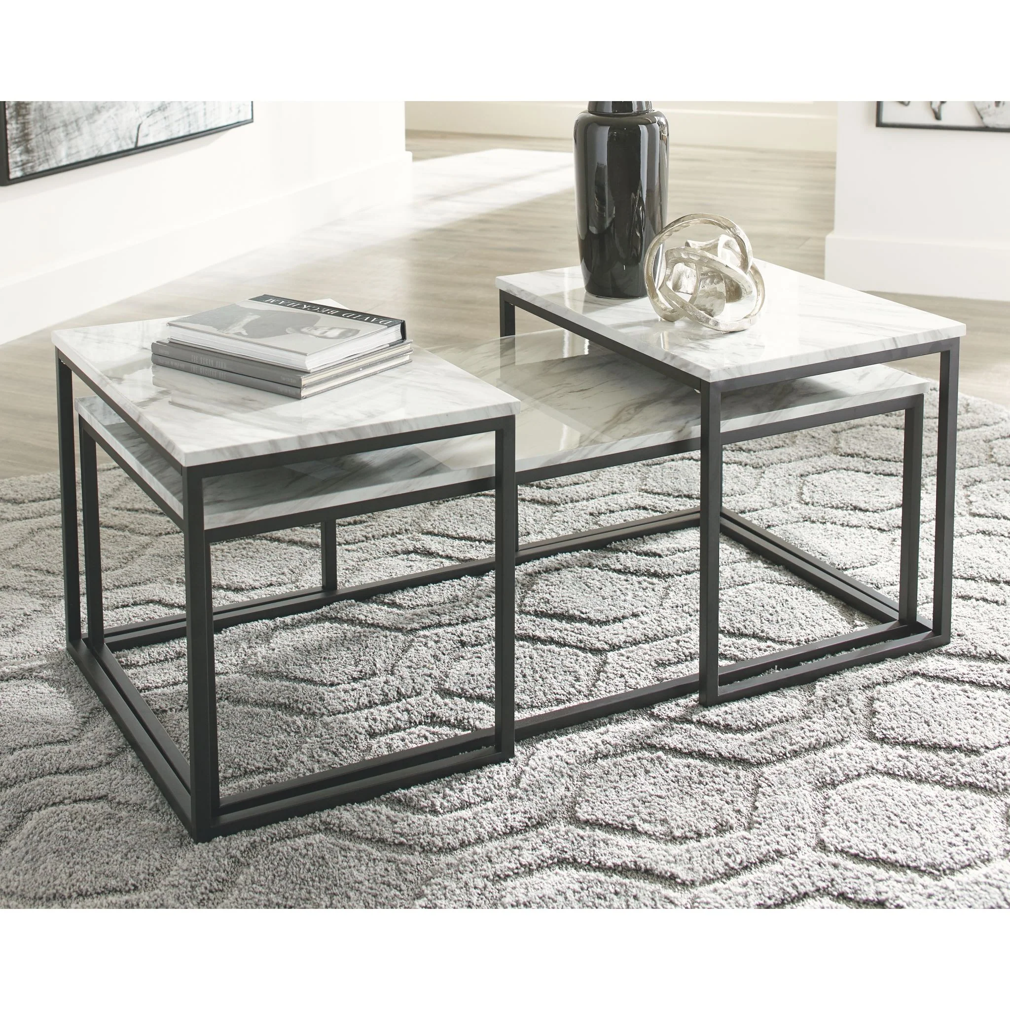 Donnesta 3 Pack Tables - White - Image 2