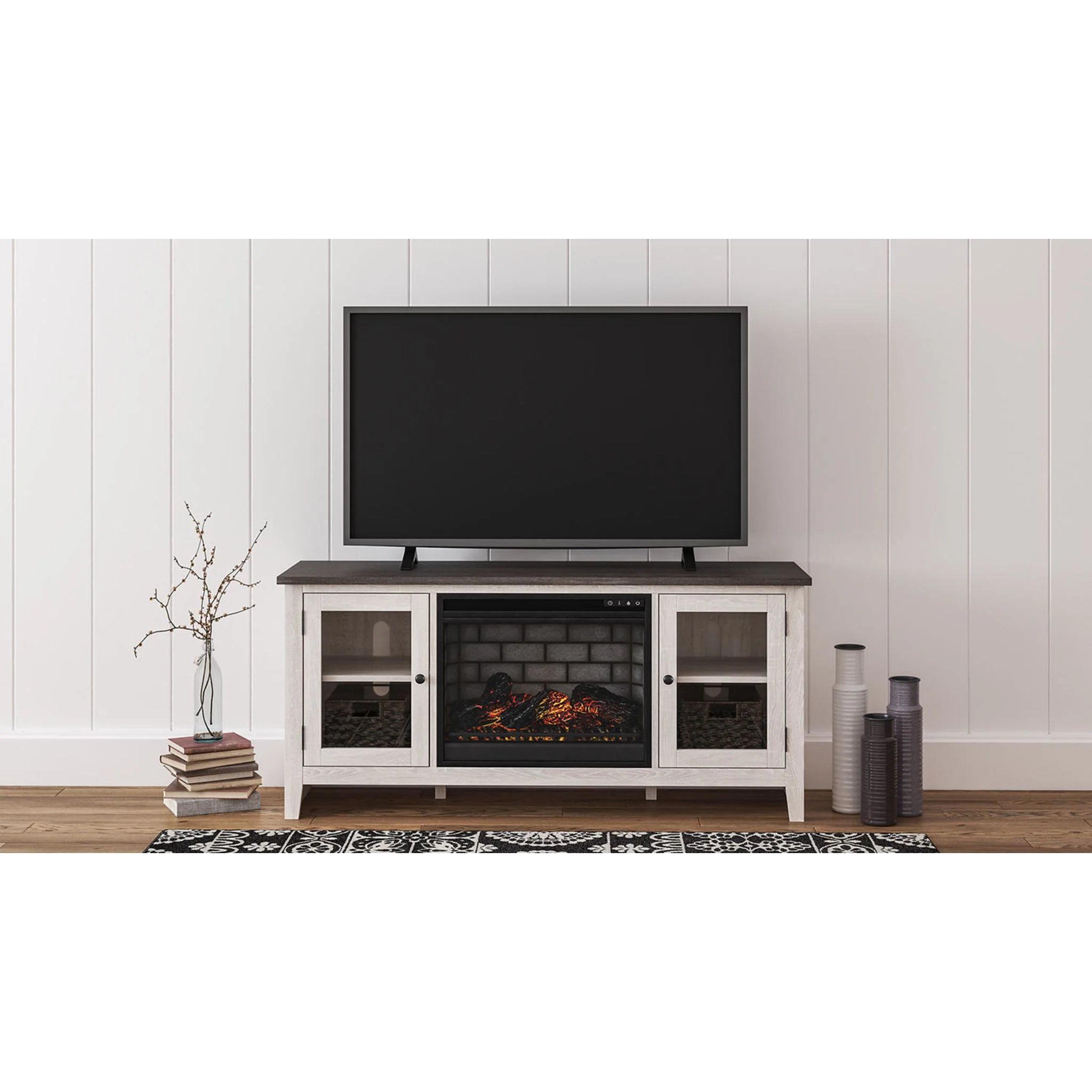 Dorrinson Credenza With Fireplace - Two-tone - Image 4