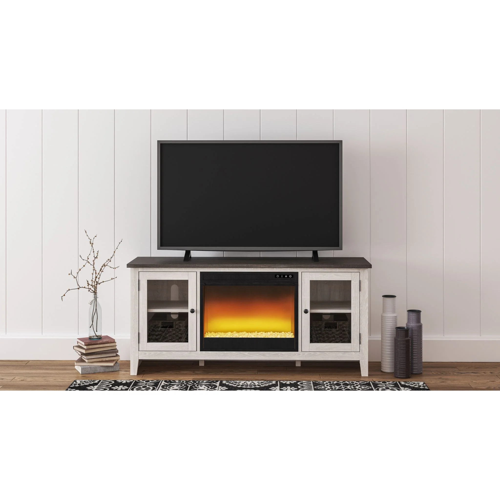 Dorrinson Credenza With Fireplace - Two-tone - Image 2