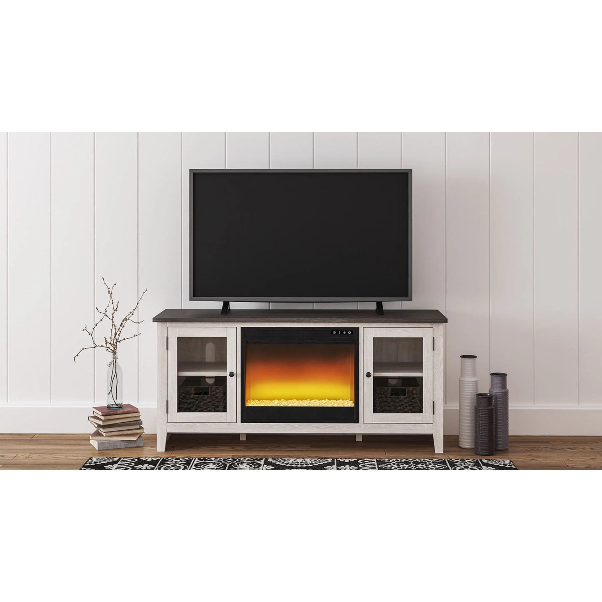 Dorrinson Credenza With Fireplace - Two-tone - Image 4