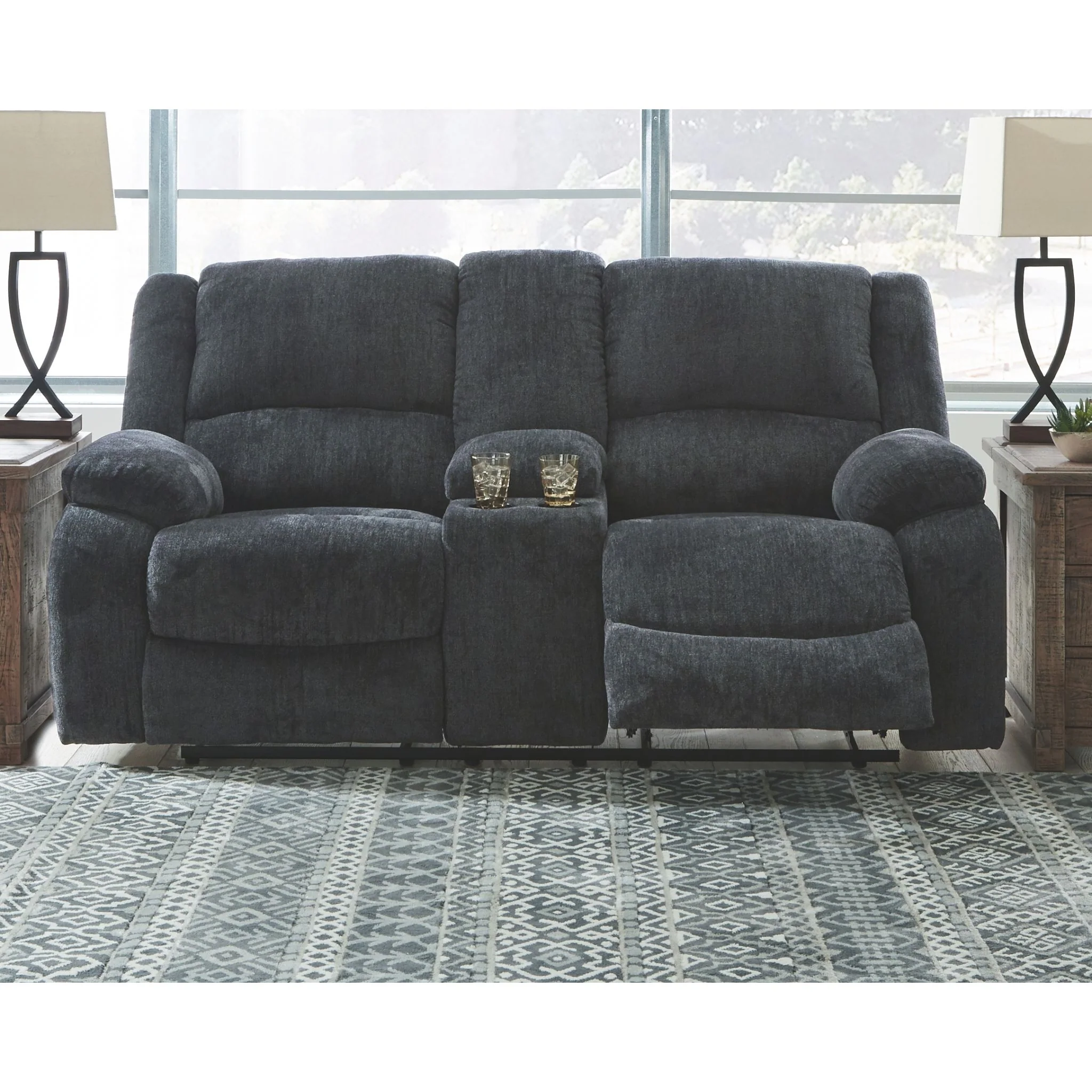 Draycoll Reclining Loveseat with Console - Slate - Image 2