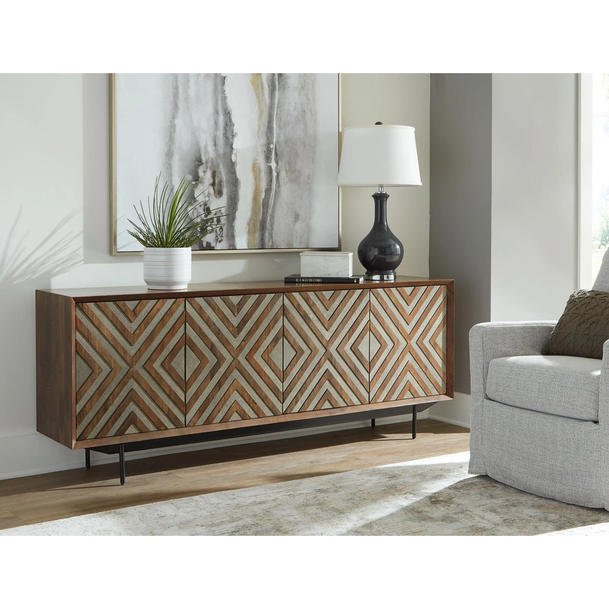 Dreggan Accent Cabinet - Brown/Gold Finish - Image 43
