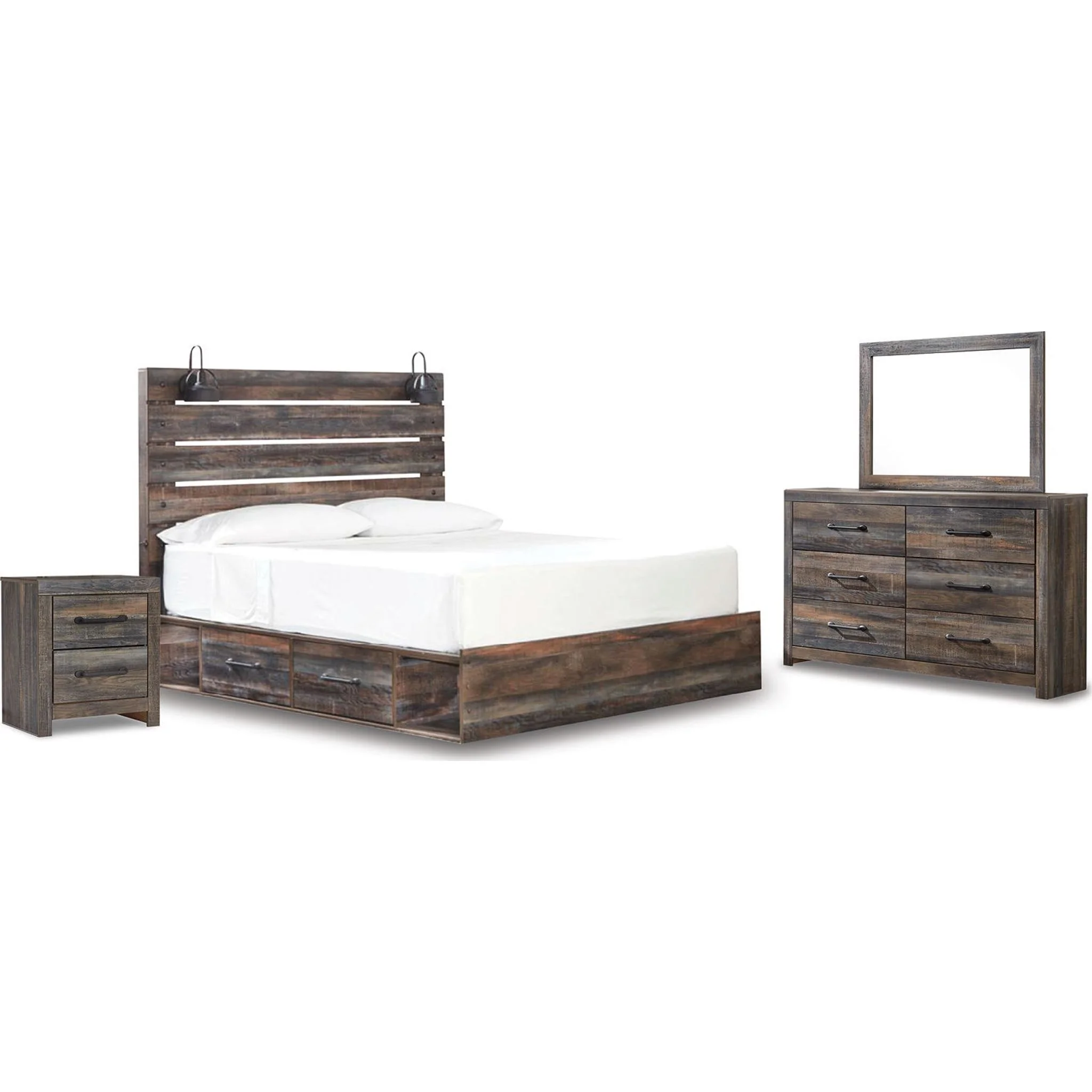 Drystan 6 Piece Panel Bed with 2 Drawer Storage Bedroom - Multi - Image 10