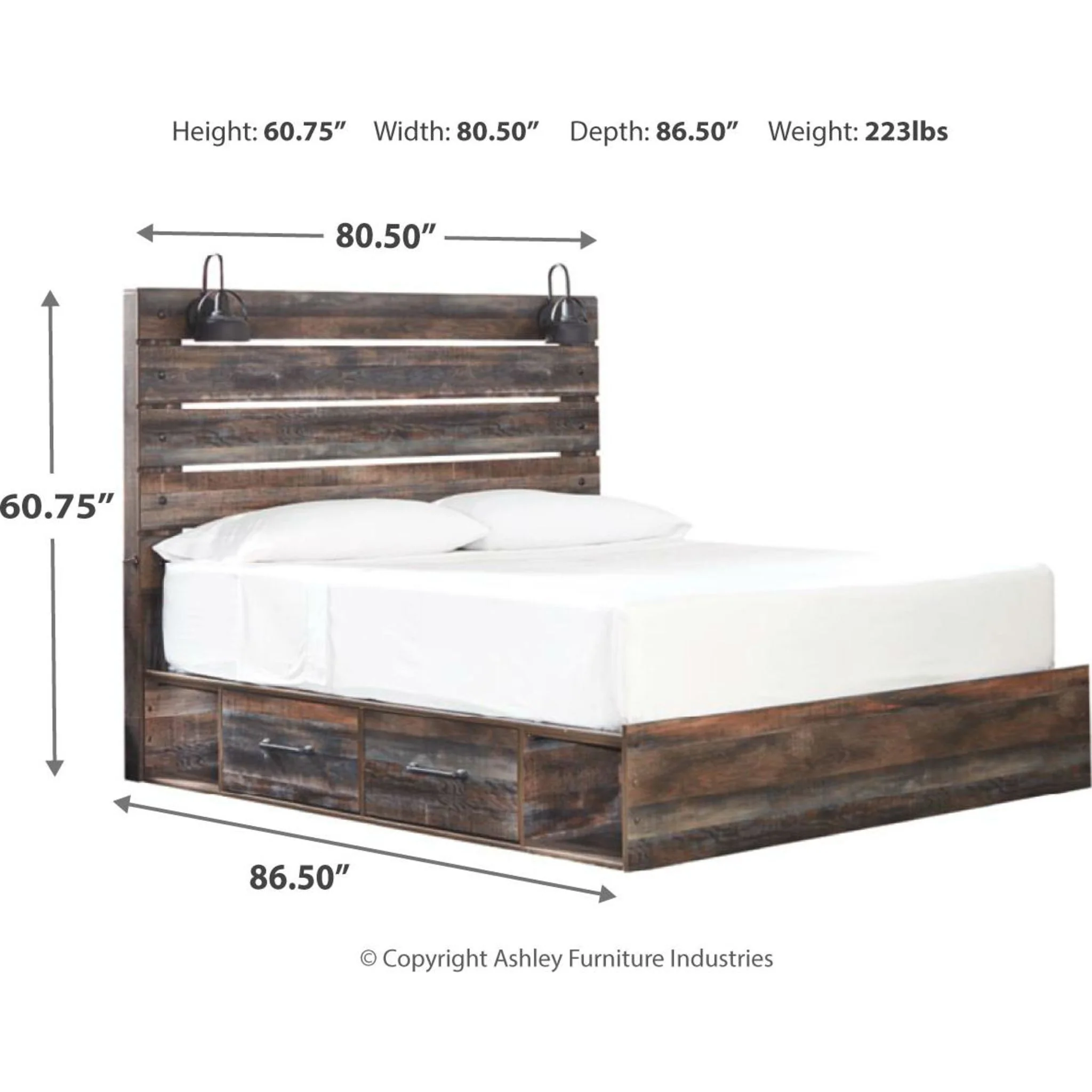 Drystan 6 Piece Panel Bed with 2 Drawer Storage Bedroom - Multi - Image 13