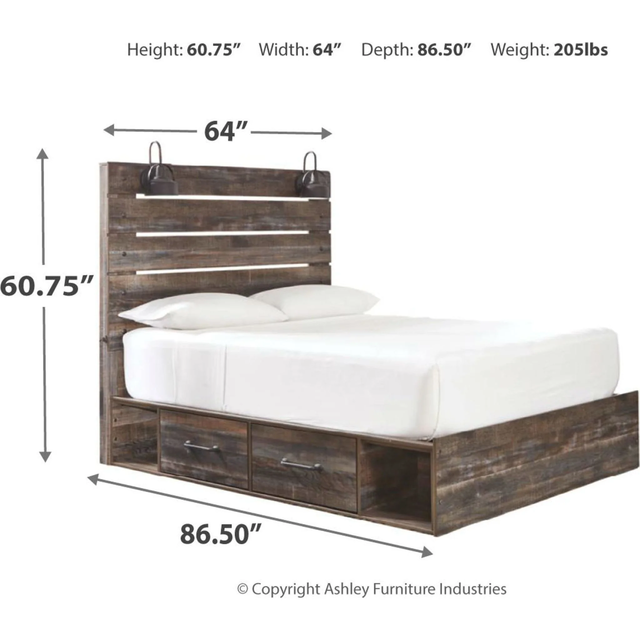 Drystan 6 Piece Panel Bed with 2 Drawer Storage Bedroom - Multi - Image 4