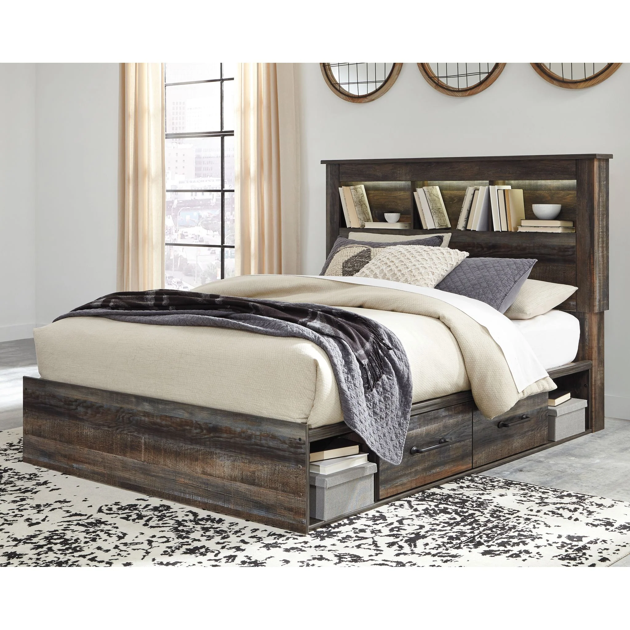 Drystan Bookcase Bed with 2 Drawer Storage - Multi - Image 2