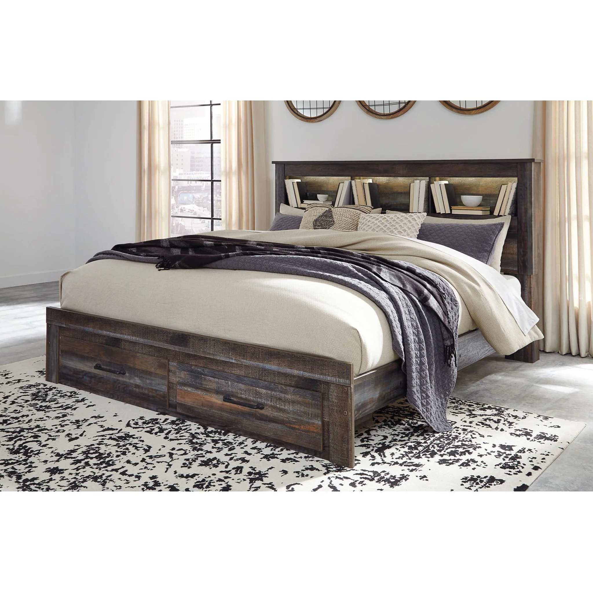 Drystan Bookcase Bed with Footboard Storage - Multi - Image 20