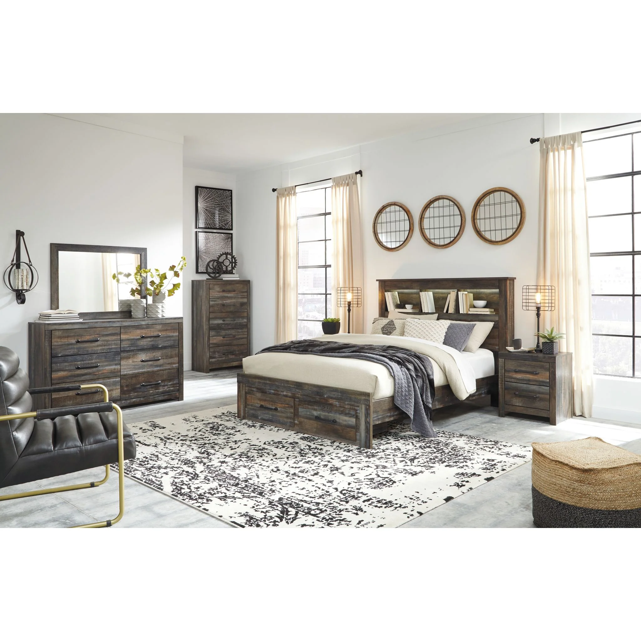 Drystan Bookcase Bed with Footboard Storage - Multi - Image 3