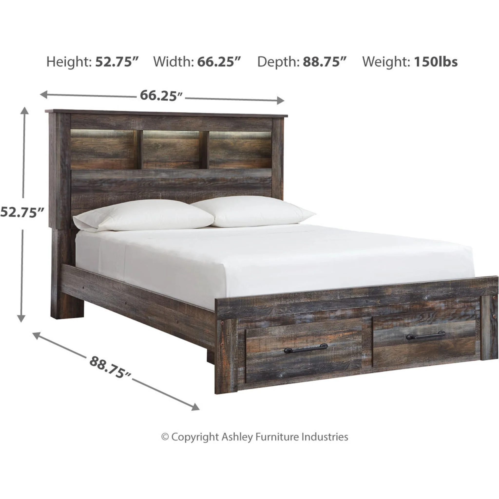 Drystan Bookcase Bed with Footboard Storage - Multi - Image 7
