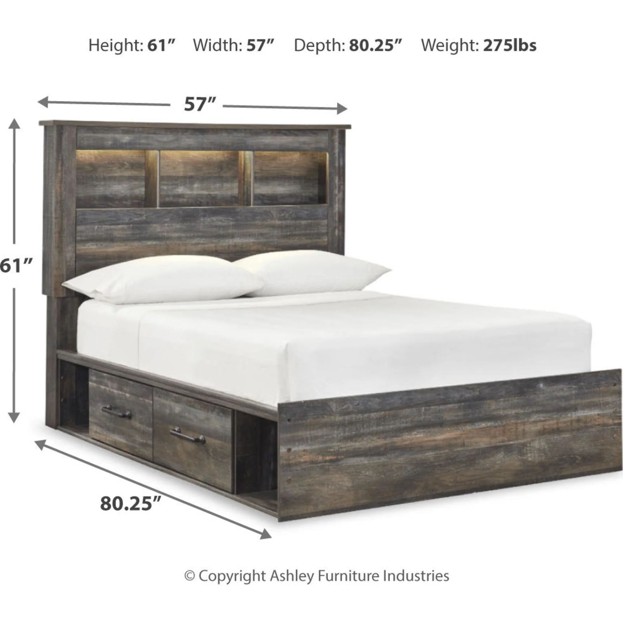 Drystan Full Bookcase Bed with 4 Drawer Storage - Multi - Image 5