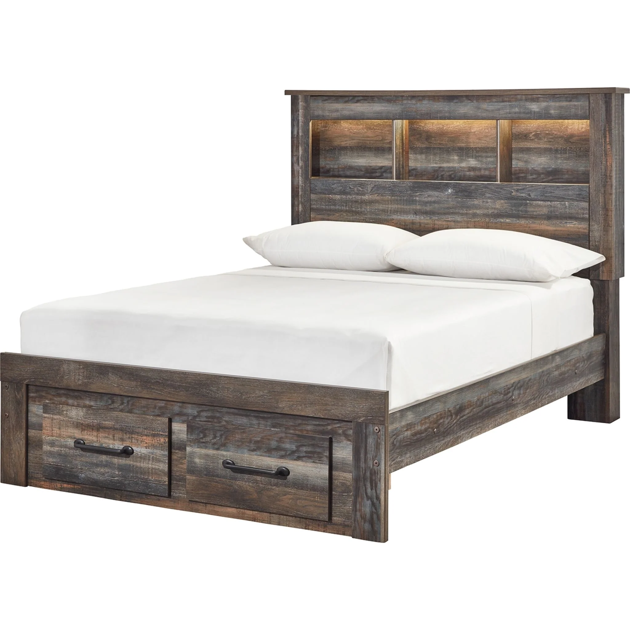 Drystan Full Bookcase Bed with Footboard Storage - Multi - Image 3