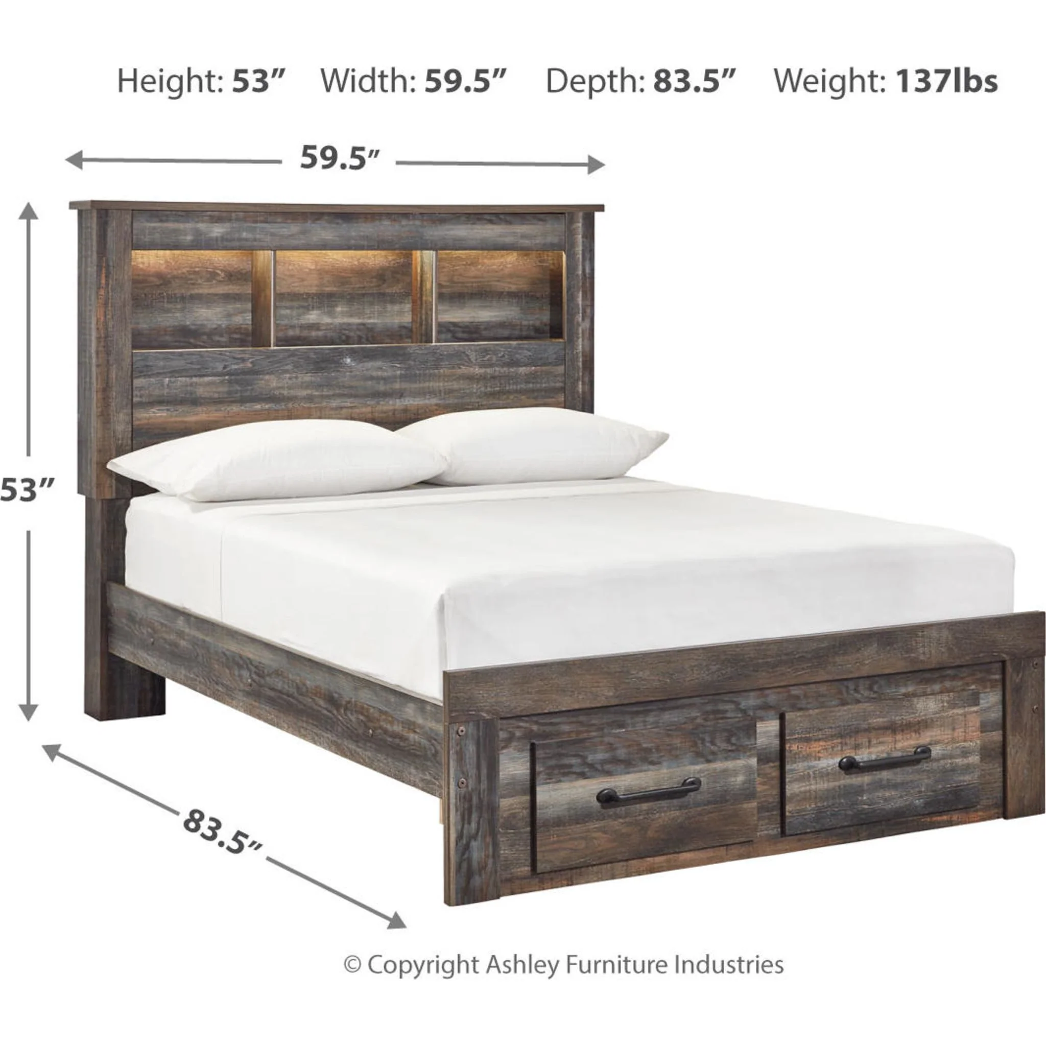 Drystan Full Bookcase Bed with Footboard Storage - Multi - Image 8