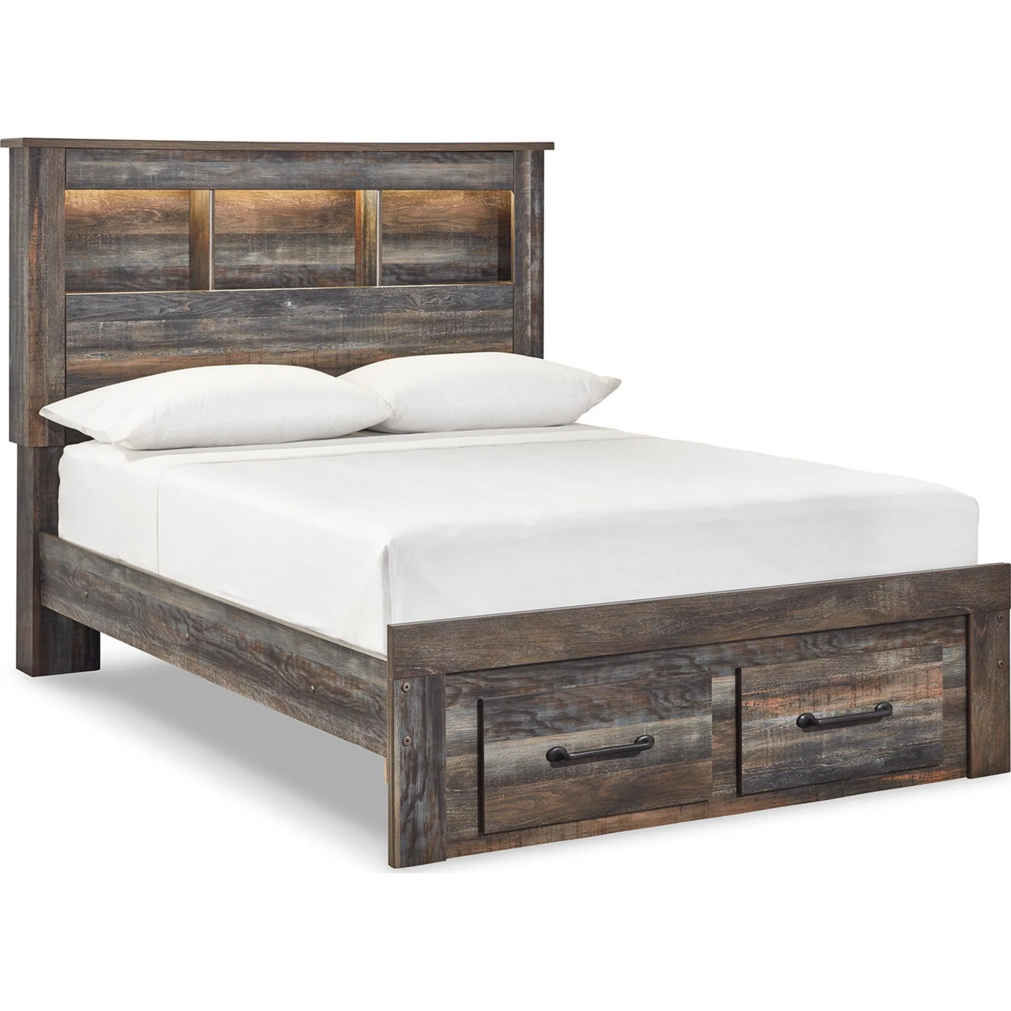 Drystan Full Bookcase Bed with Footboard Storage - Multi - Image 9